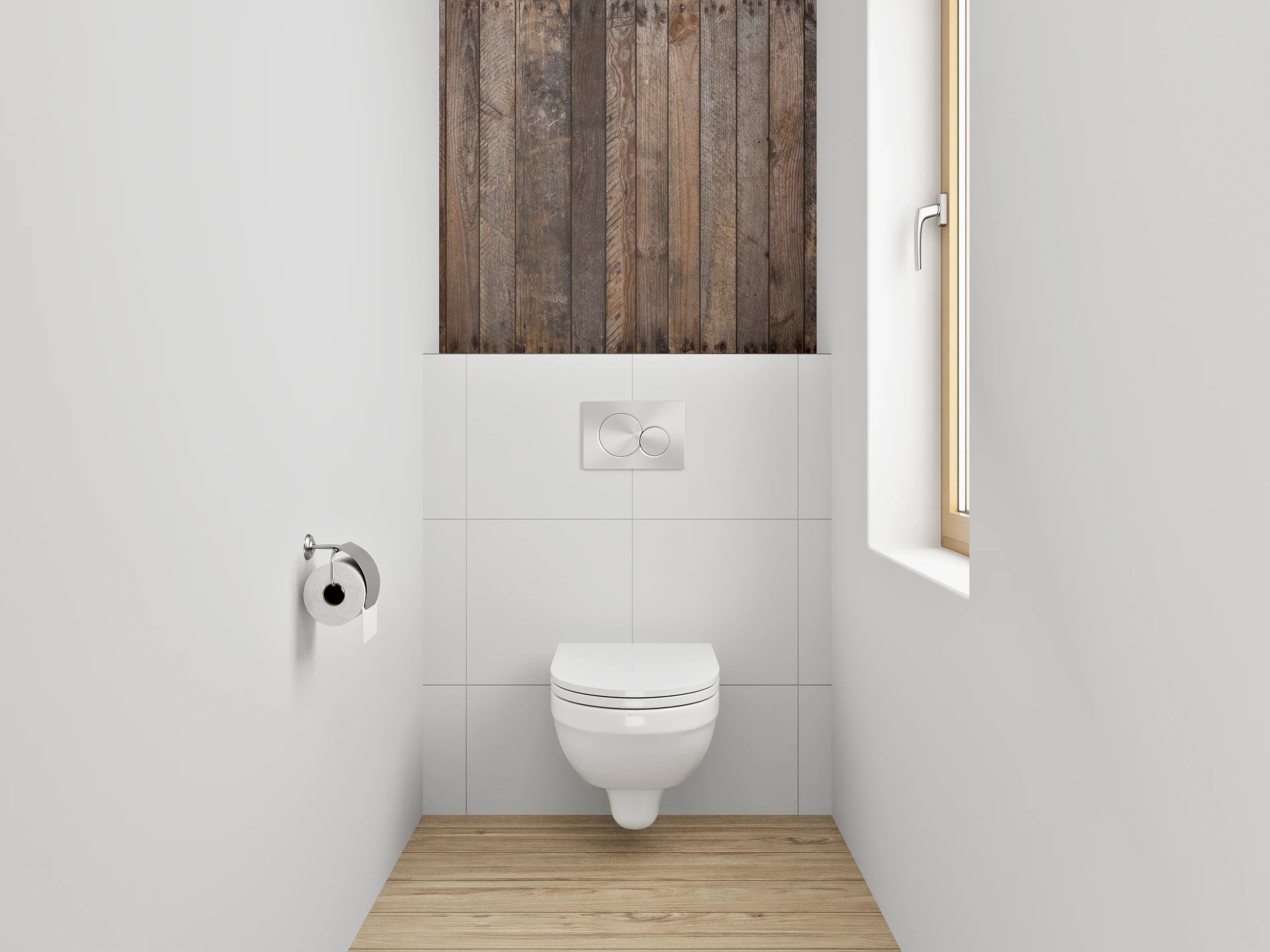 WC-Rückwand - Rustikale Holzwand mit Naturfarben