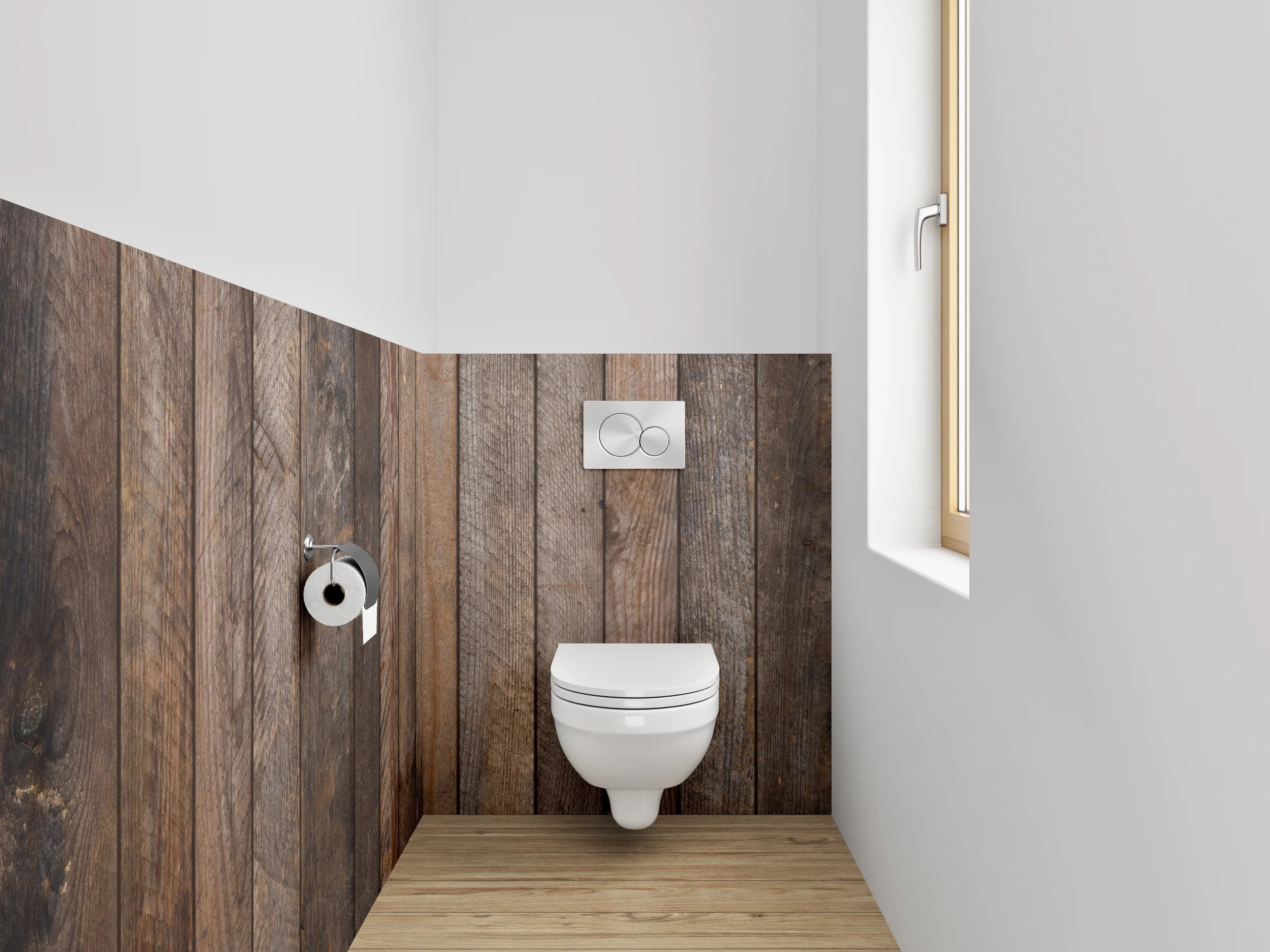 WC-Rückwand - Rustikale Holzwand mit Naturfarben