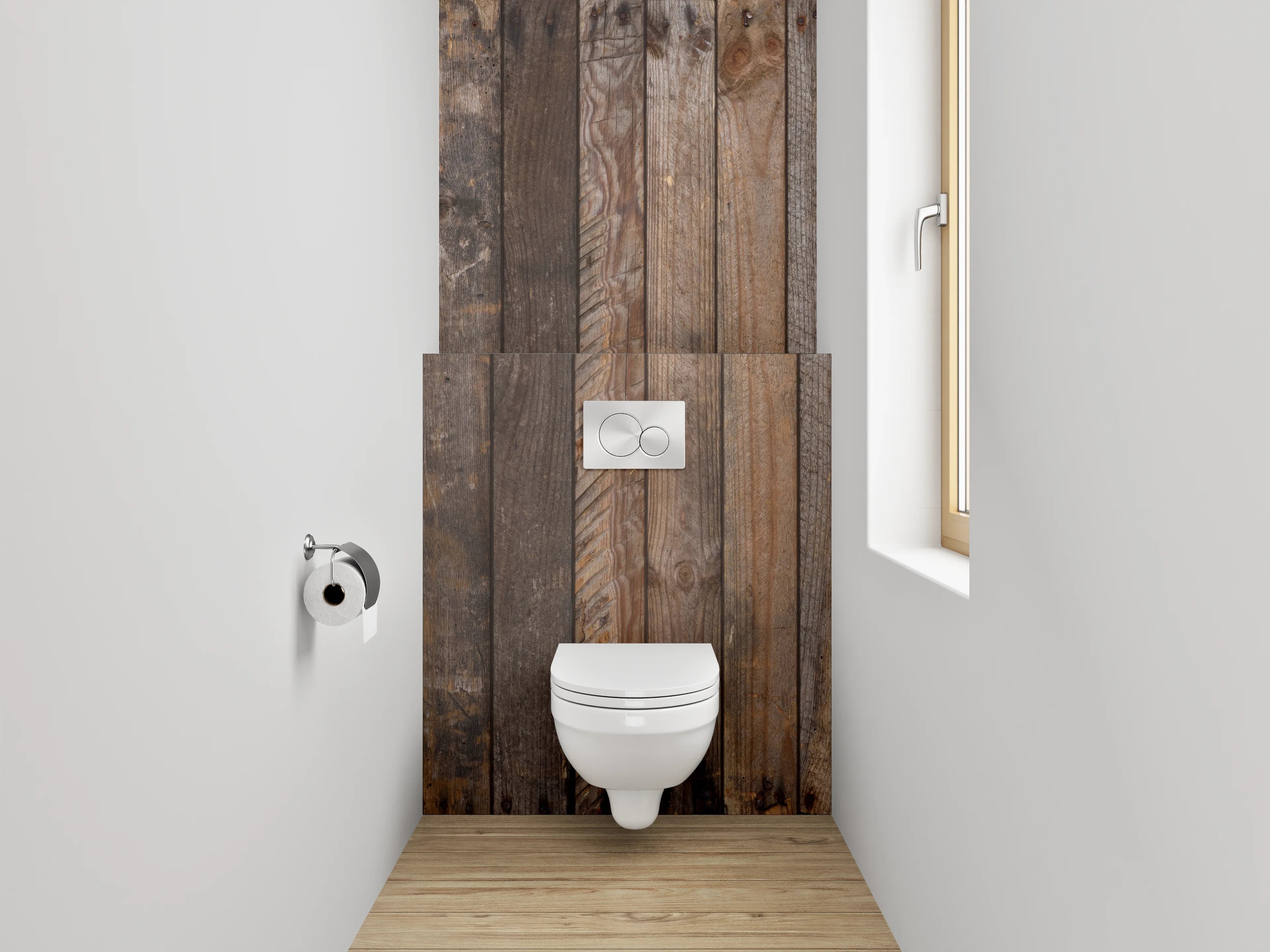 WC-Rückwand - Rustikale Holzwand mit Naturfarben