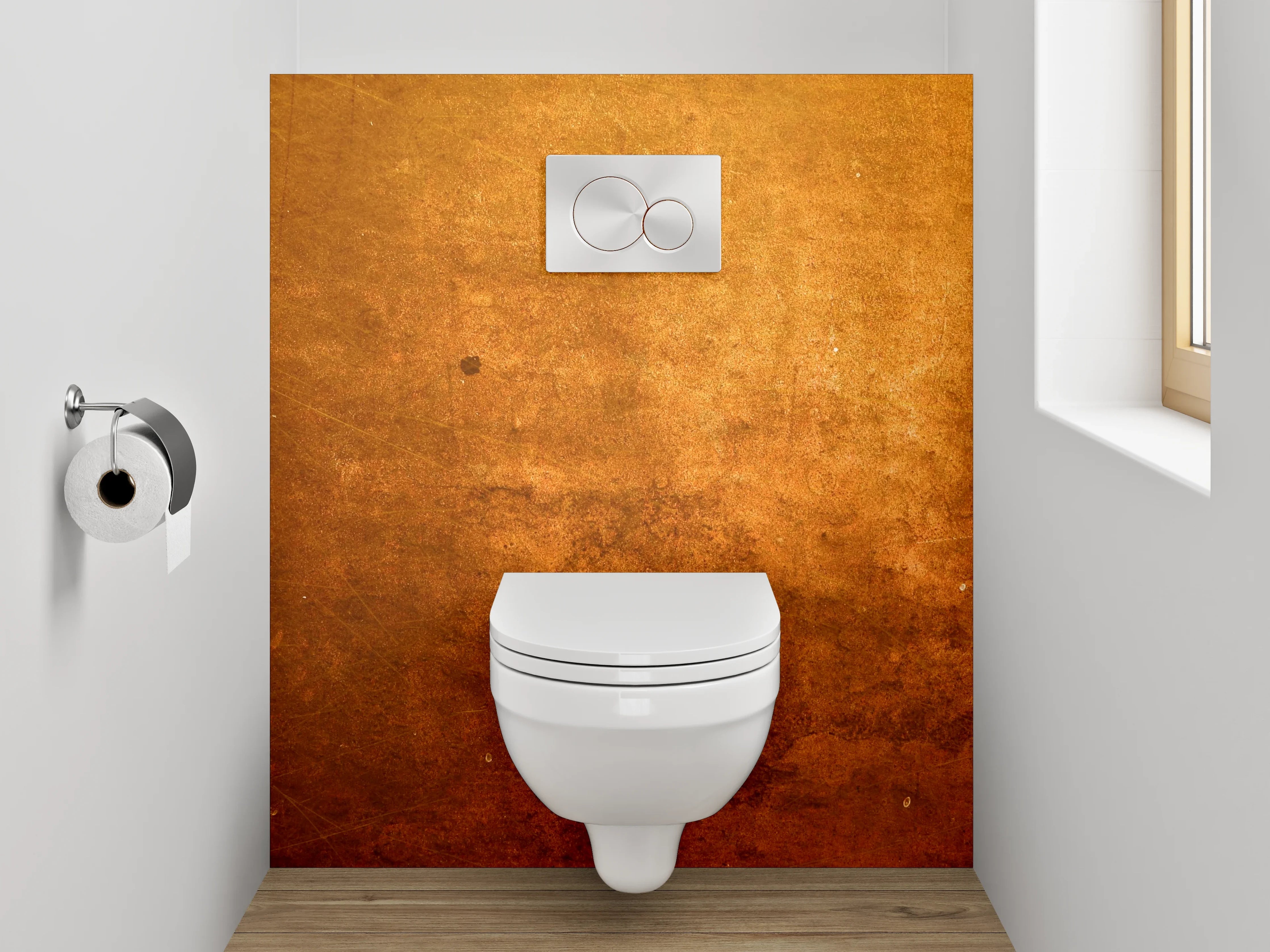 WC-Rückwand - Rustikale Kupferstruktur Tapete