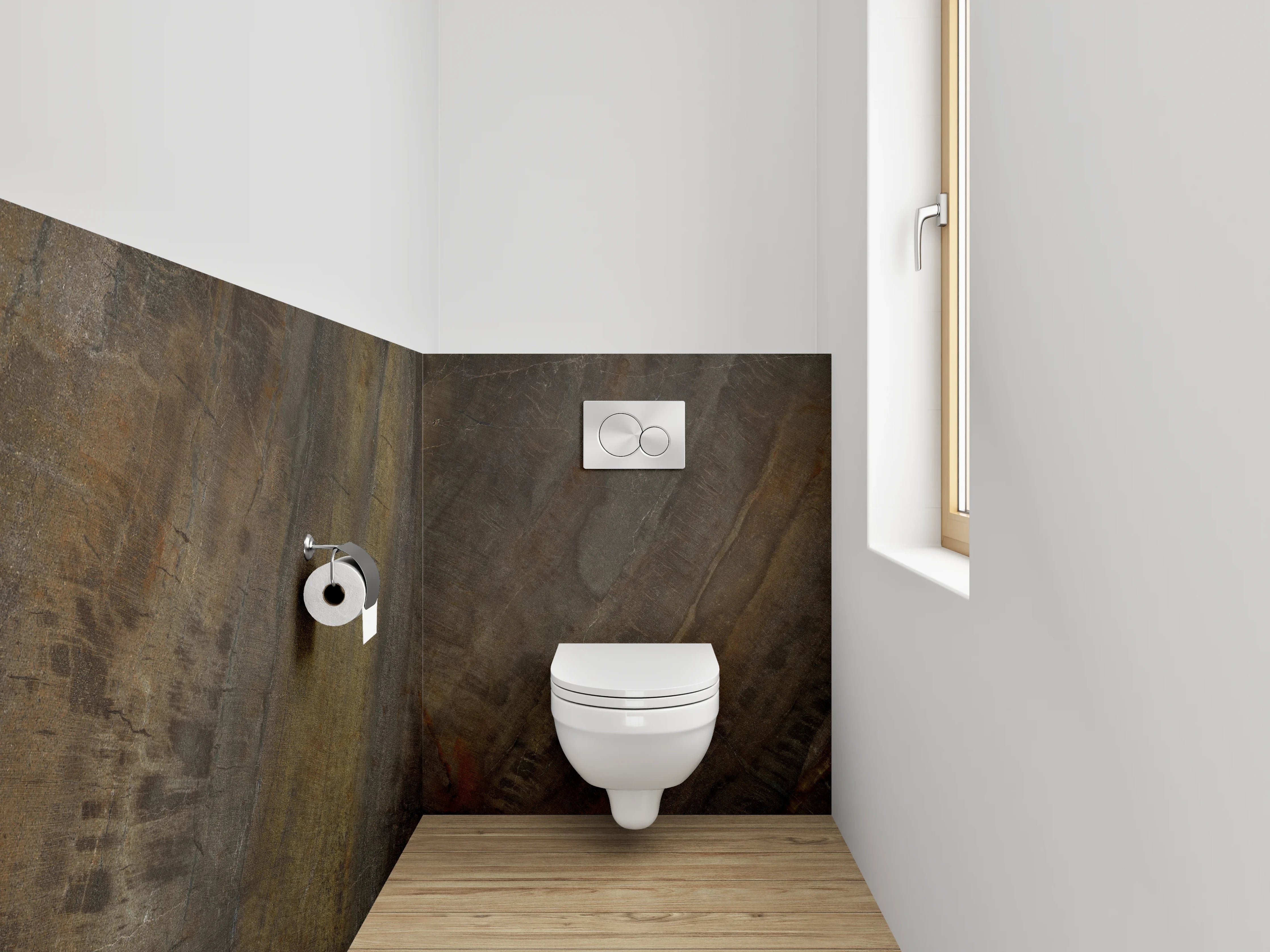 WC-Rückwand - Rustikale Schieferoptik Braun Grau