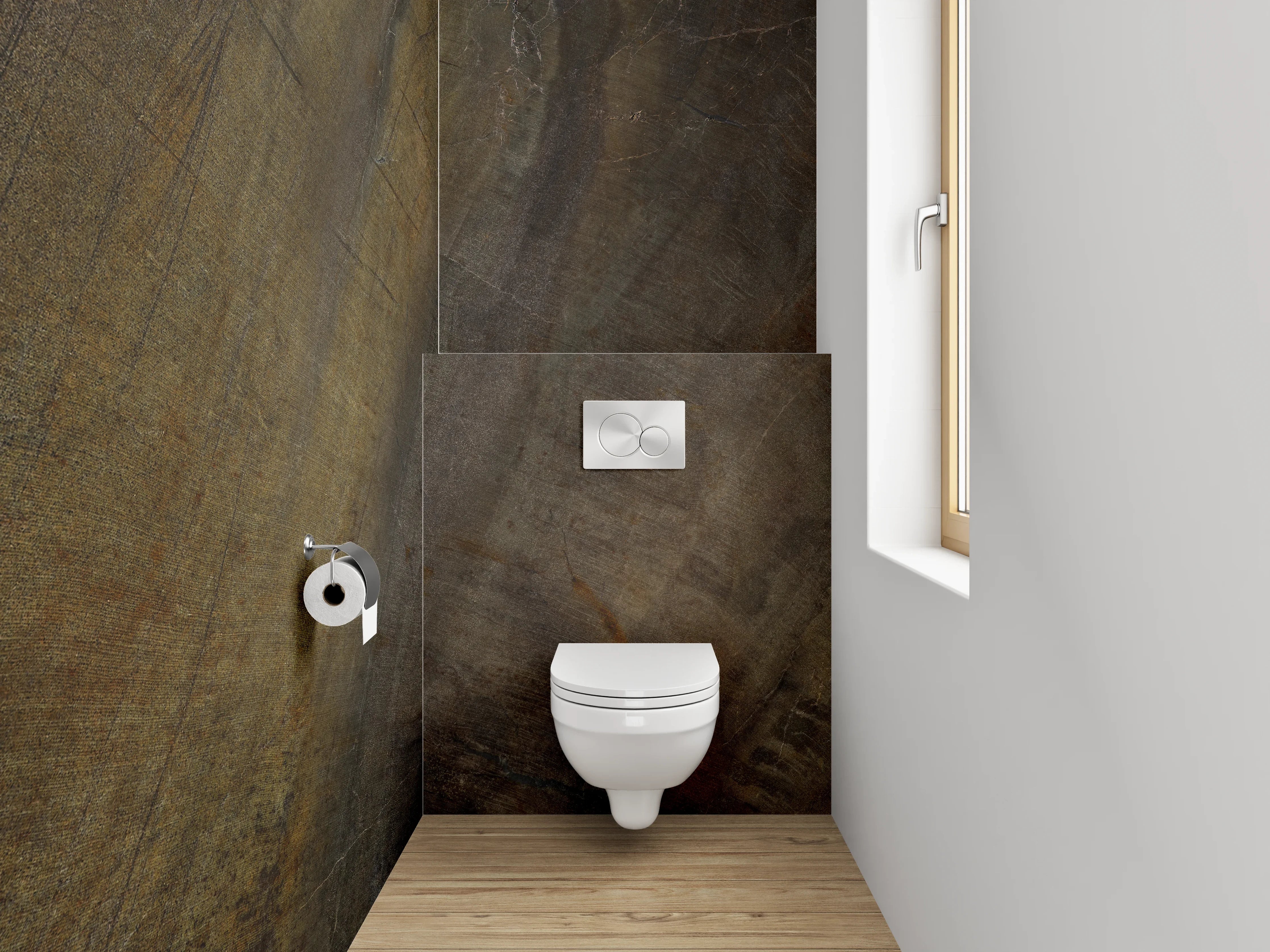 WC-Rückwand - Rustikale Schieferoptik Braun Grau