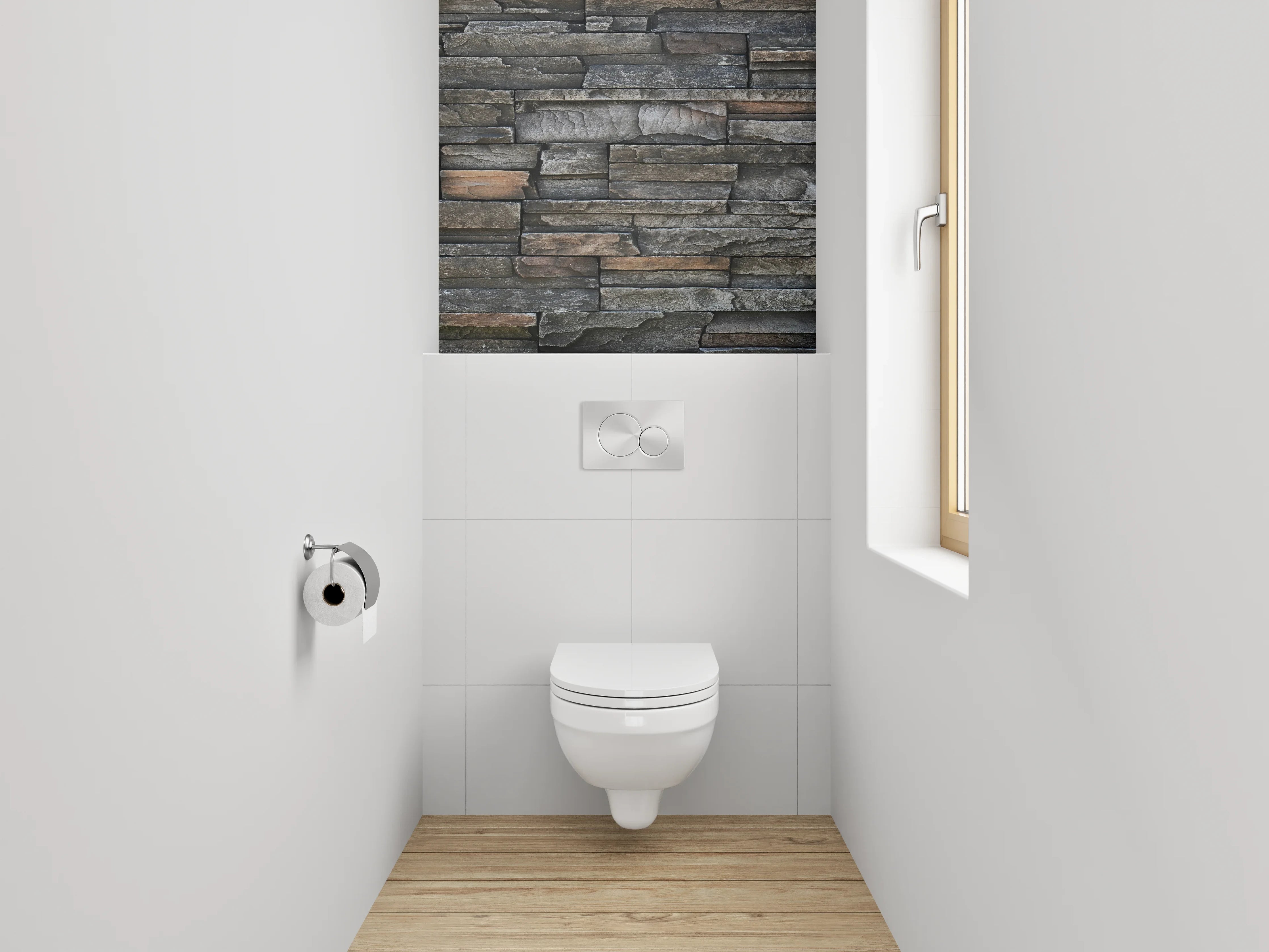 WC-Rückwand - Rustikale Schieferstein-Optik Wandverkleidung