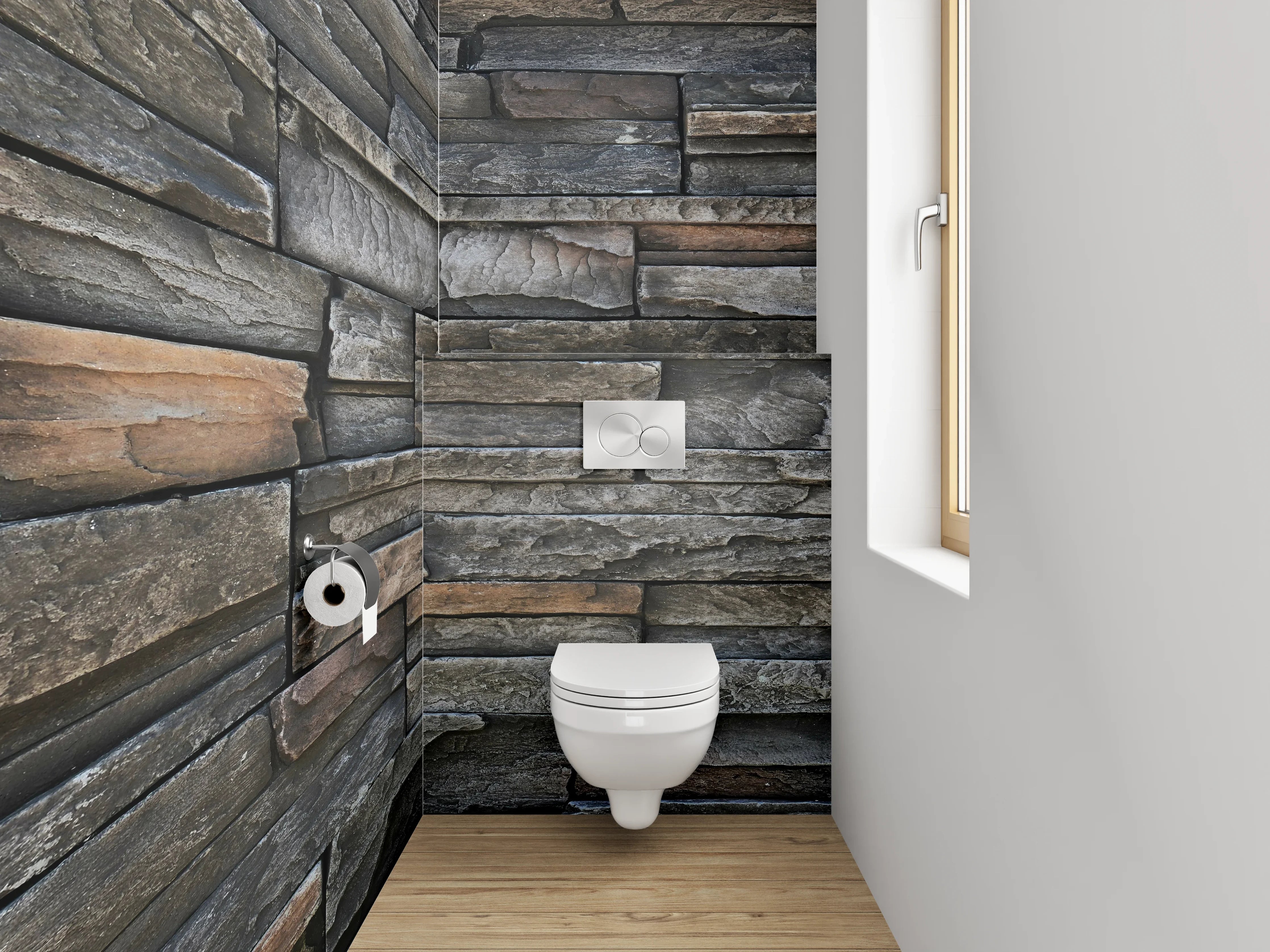 WC-Rückwand - Rustikale Schieferstein-Optik Wandverkleidung