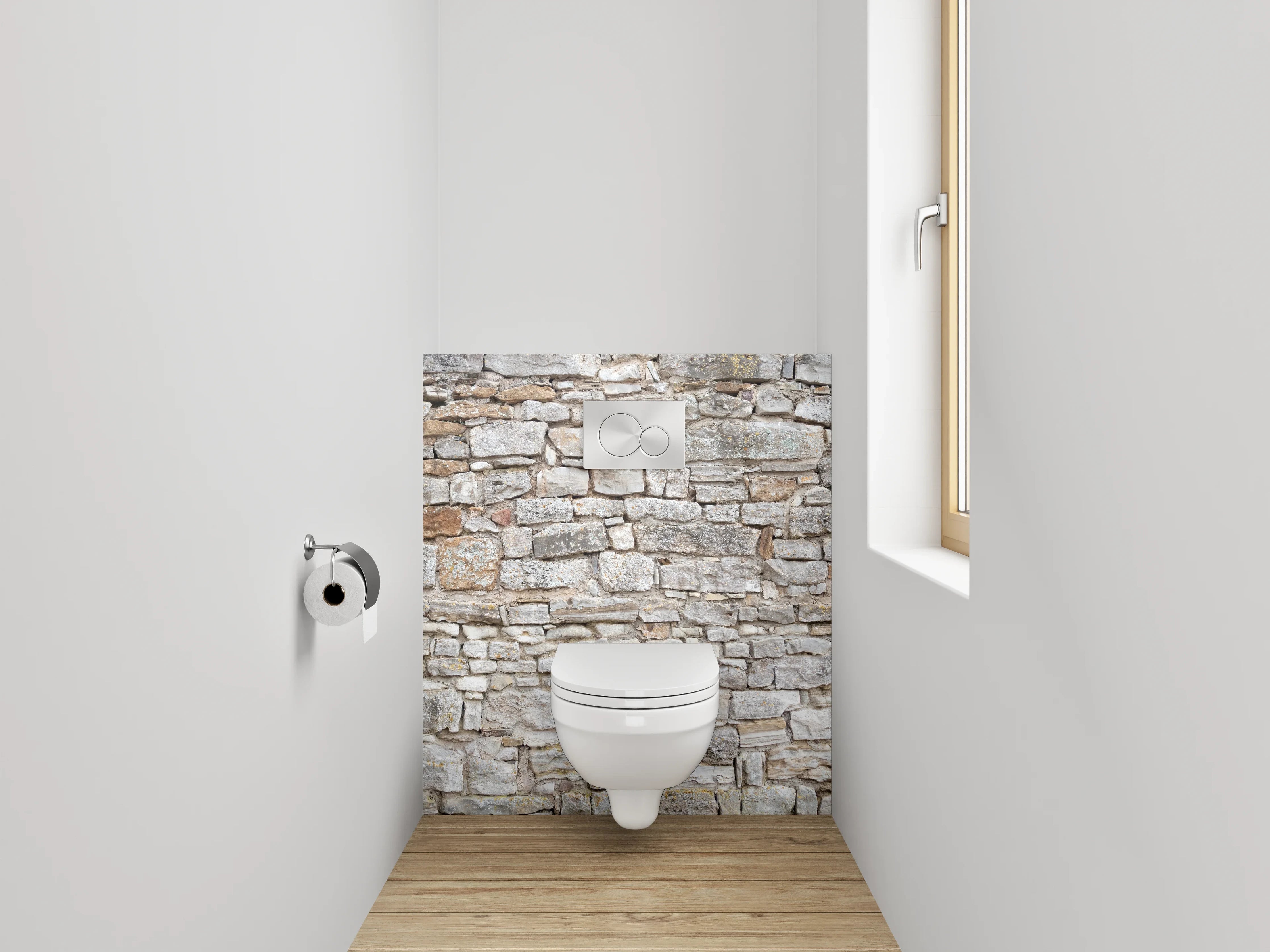 WC-Rückwand - Rustikale Steinwand Naturstein Optik