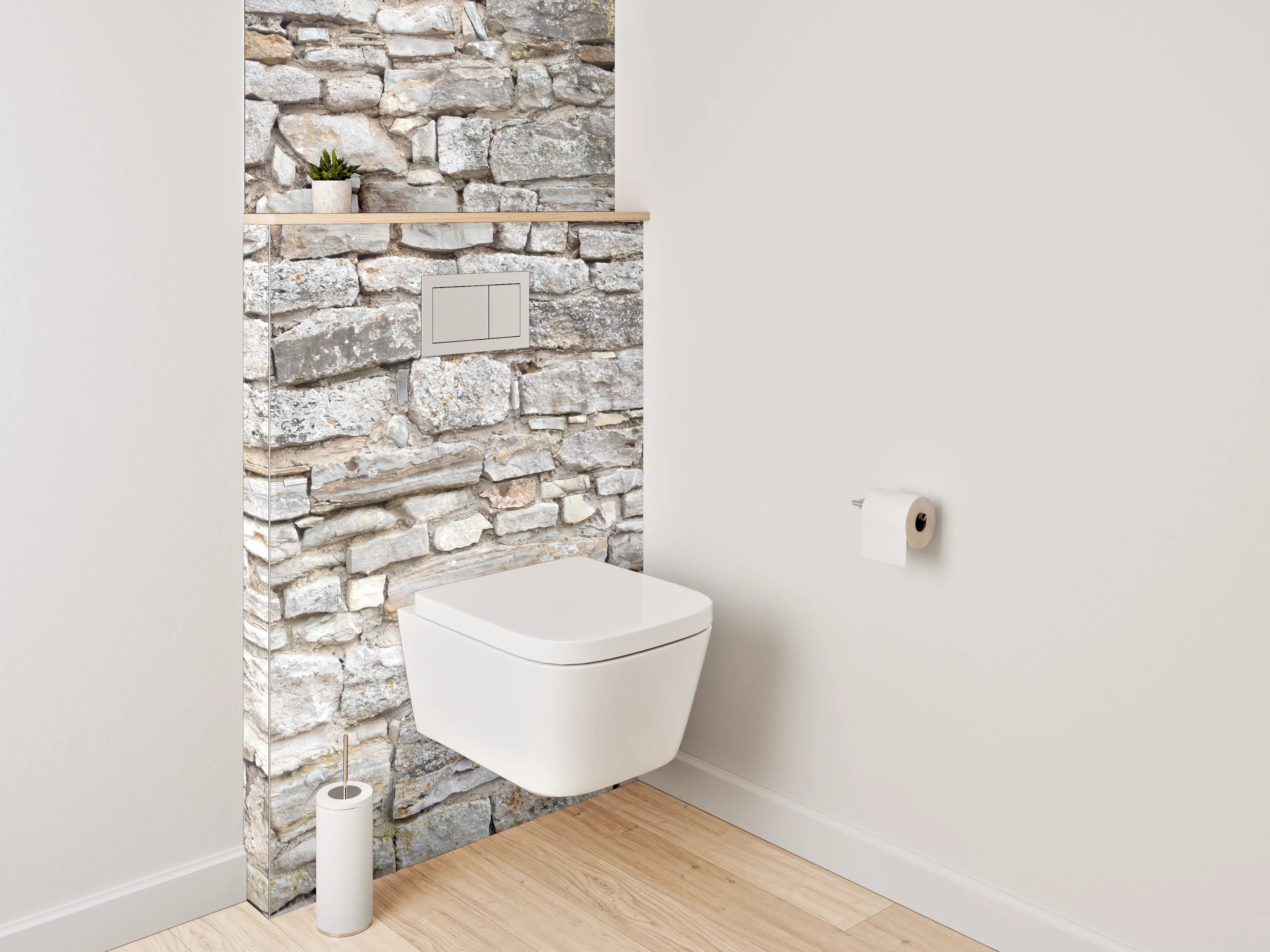 WC-Rückwand - Rustikale Steinwand Naturstein Optik