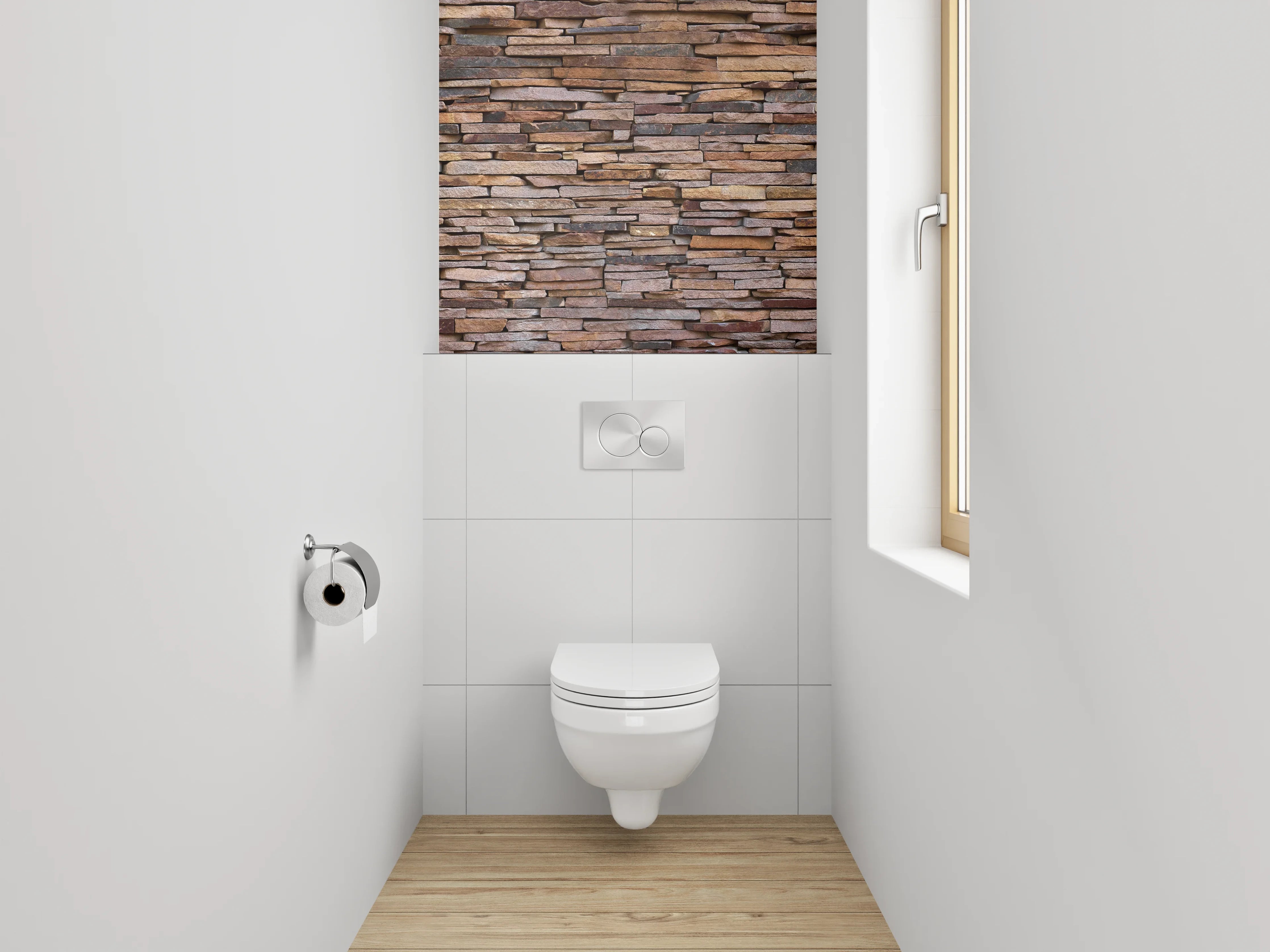 WC-Rückwand - Rustikale Steinwandoptik Braun