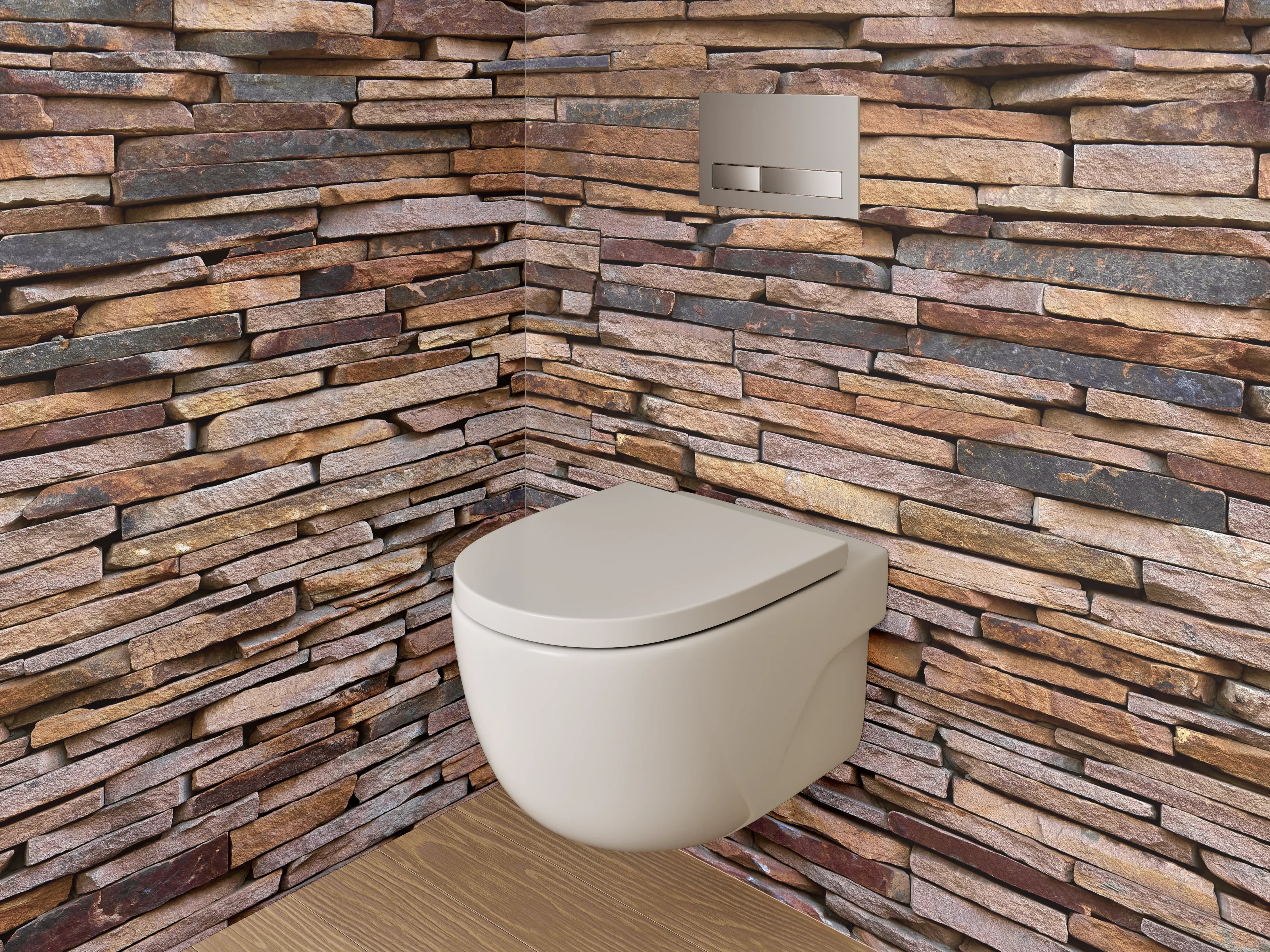 WC-Rückwand - Rustikale Steinwandoptik Braun