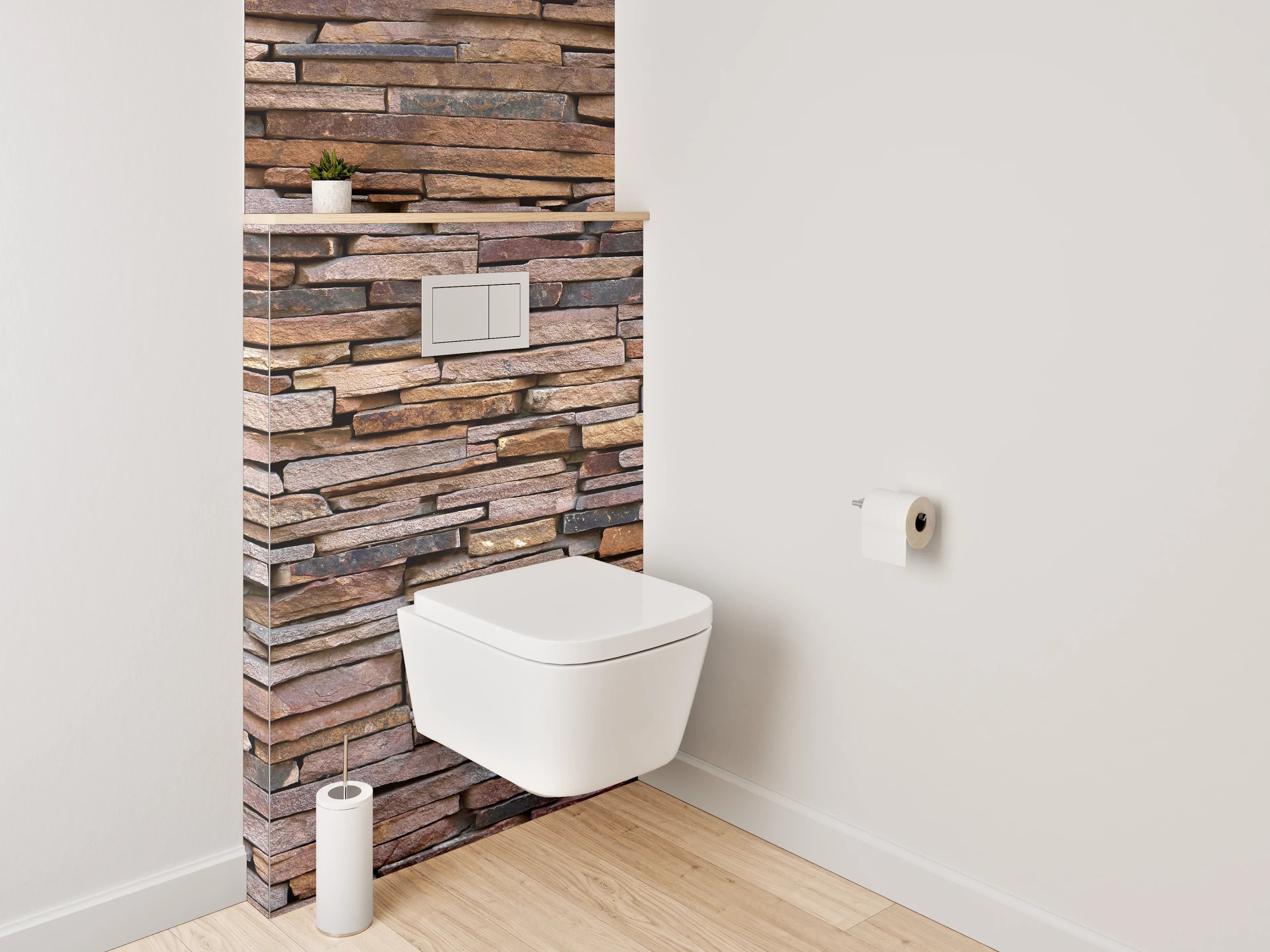 WC-Rückwand - Rustikale Steinwandoptik Braun