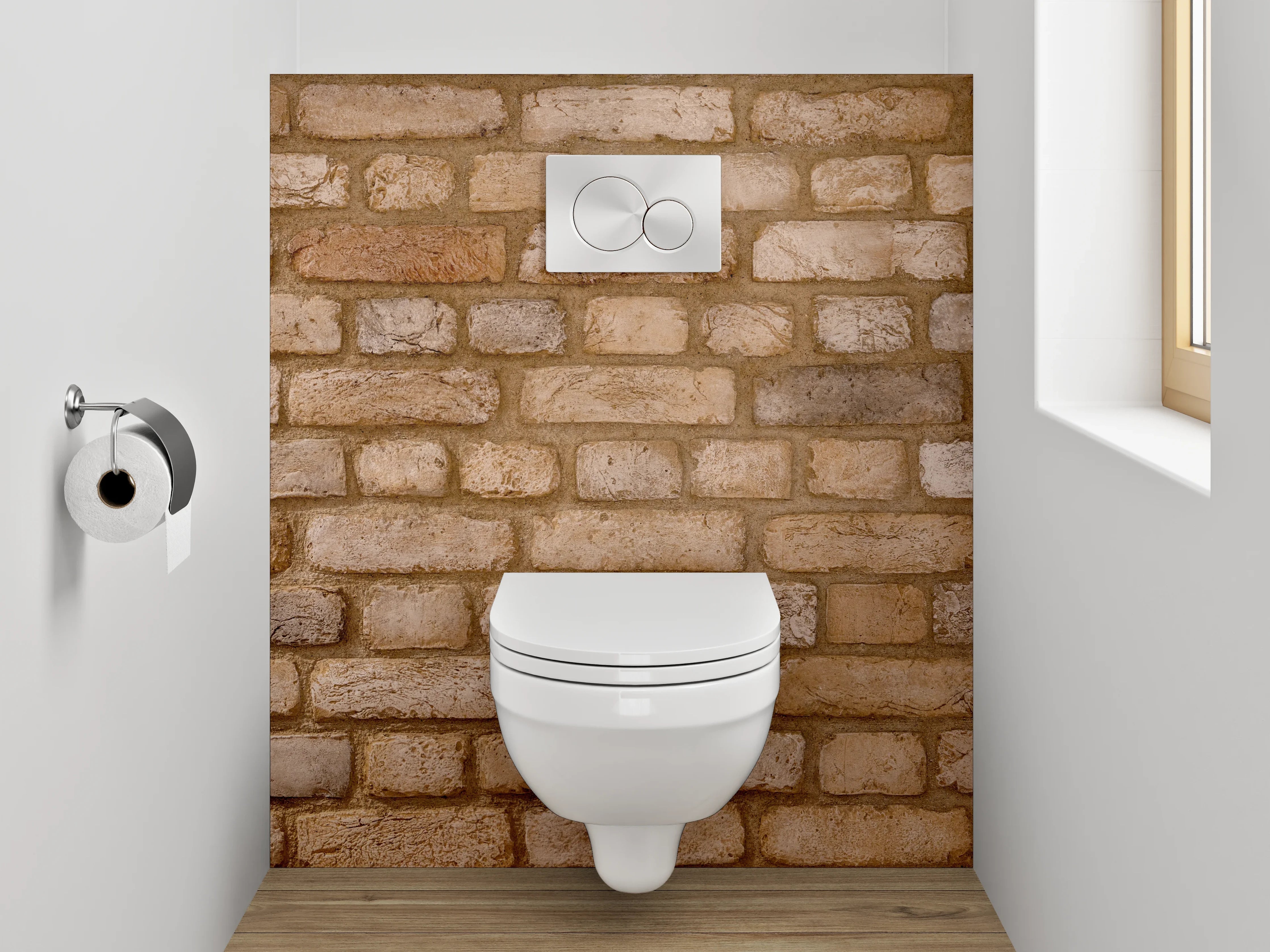 WC-Rückwand - Rustikale Ziegelsteinwand für moderne Akzente