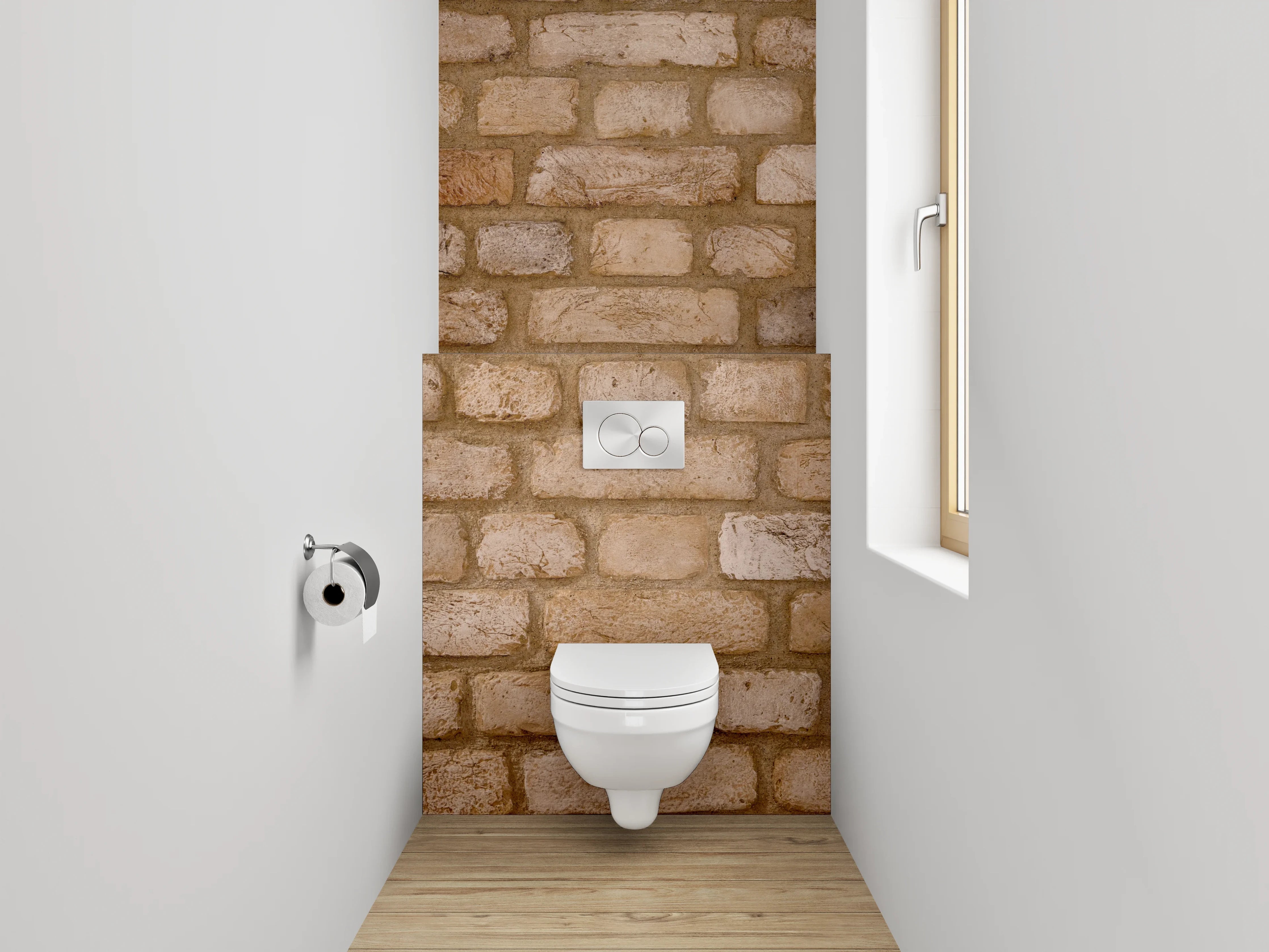 WC-Rückwand - Rustikale Ziegelsteinwand für moderne Akzente