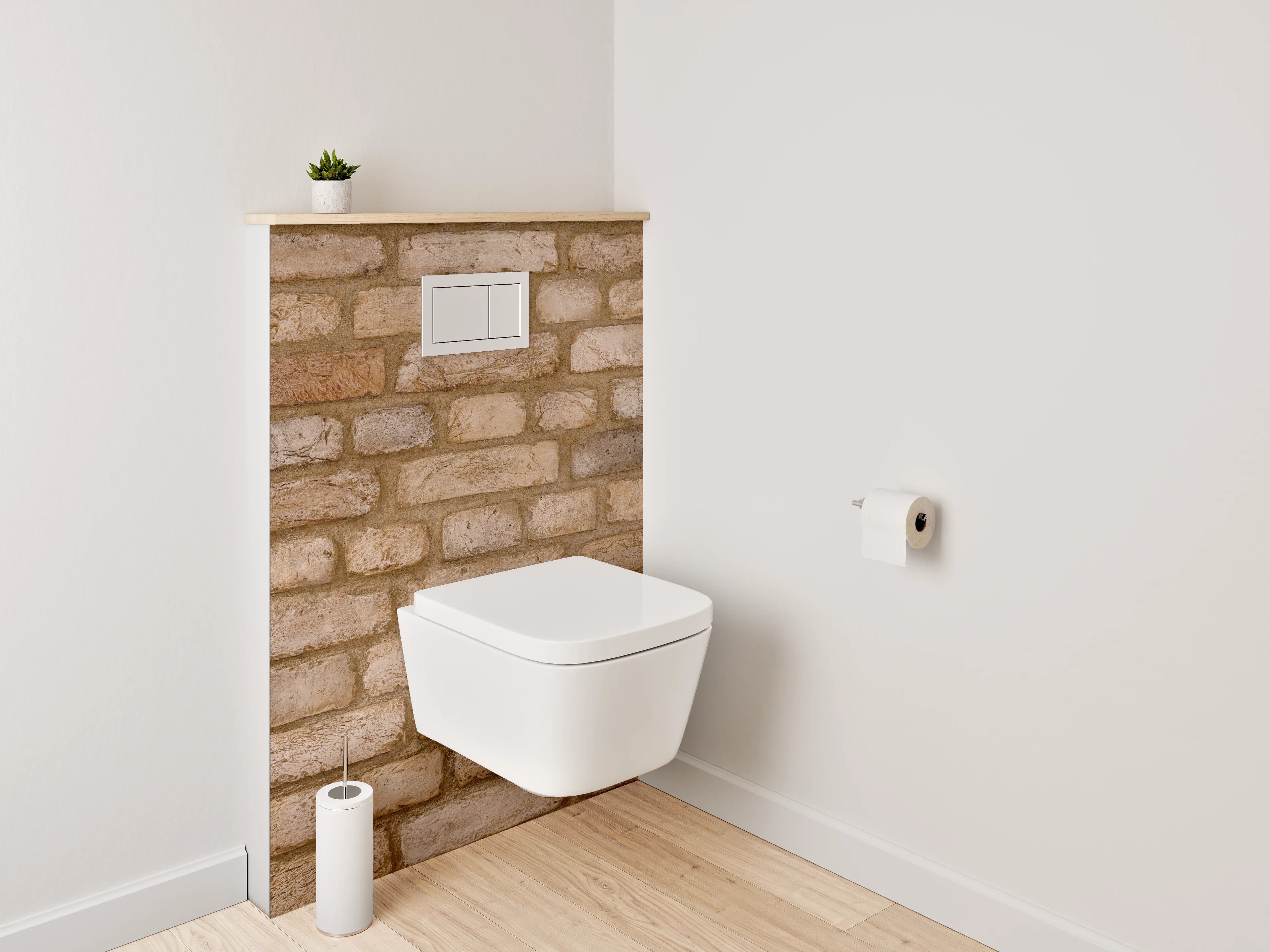 WC-Rückwand - Rustikale Ziegelsteinwand für moderne Akzente