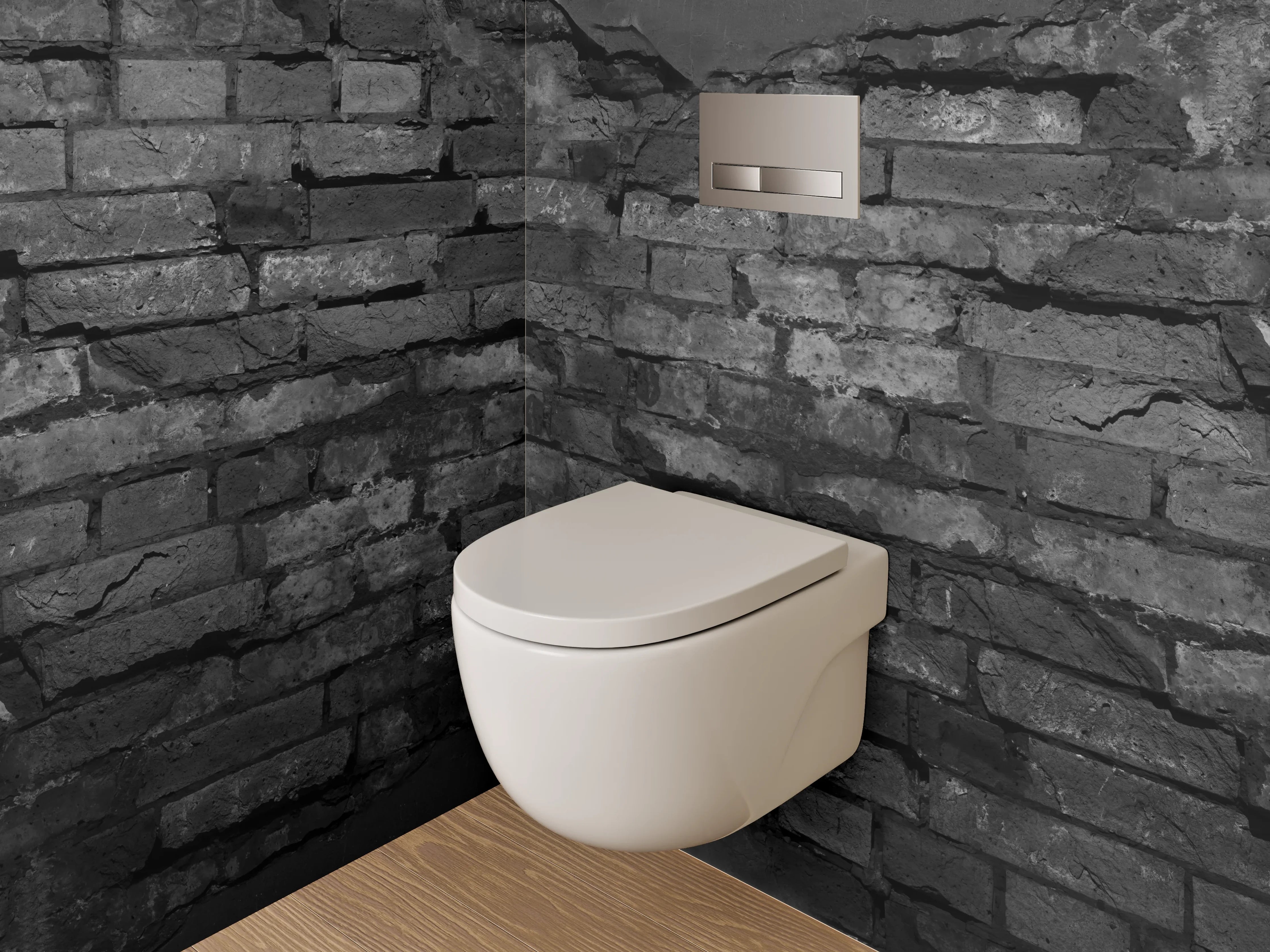 WC-Rückwand - Rustikale Ziegelwand in Schwarz-Grau-Optik
