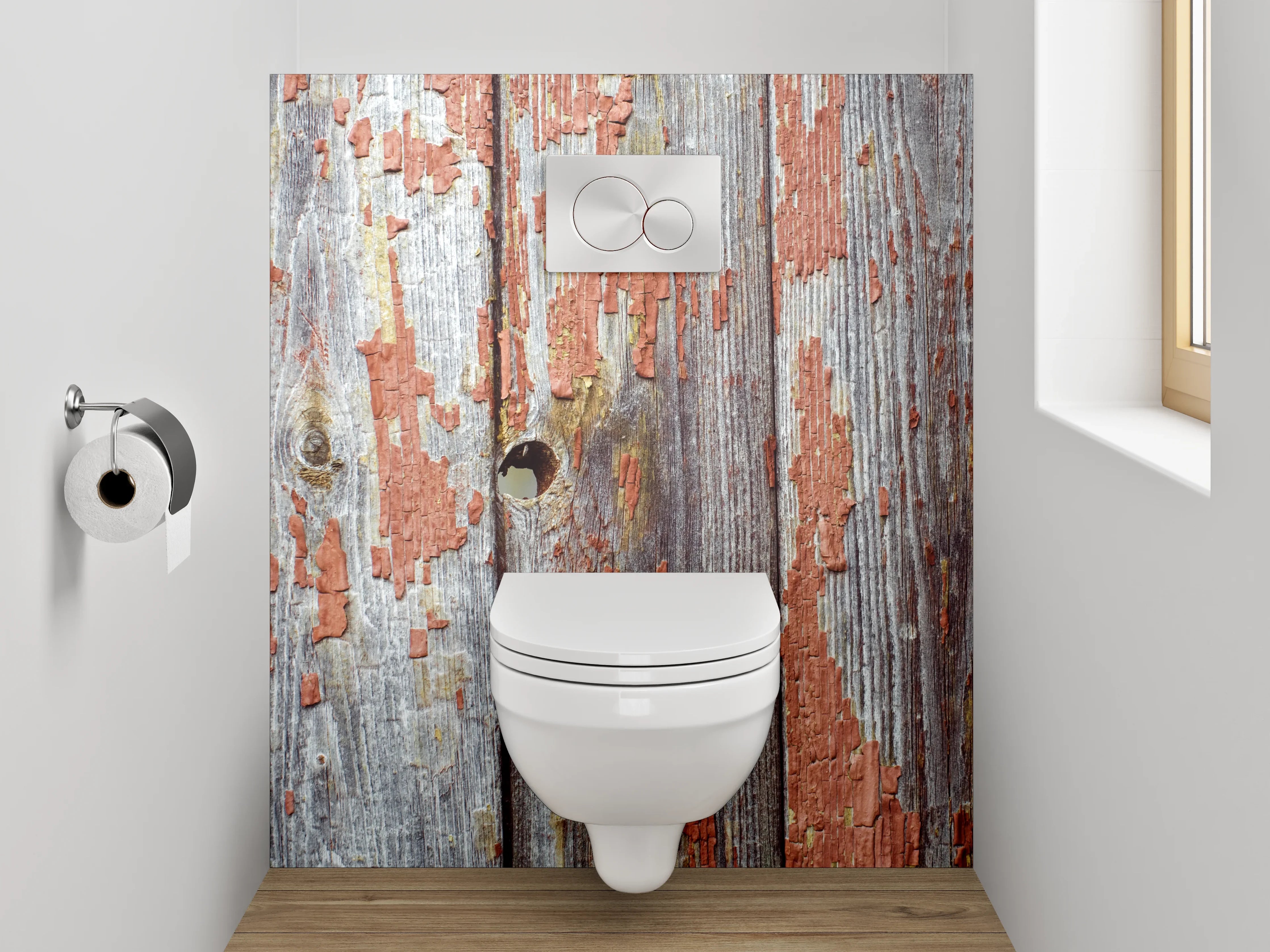 WC-Rückwand - Rustikales Holz mit Vintage-Charakter