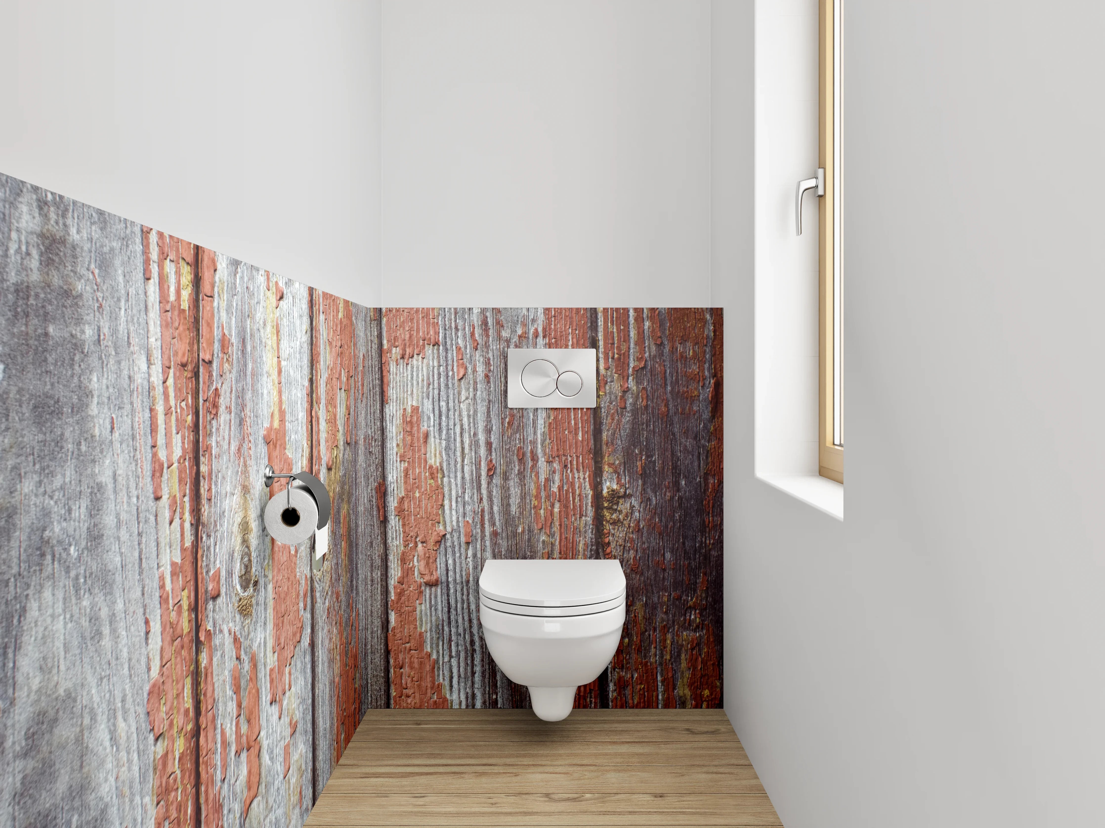 WC-Rückwand - Rustikales Holz mit Vintage-Charakter