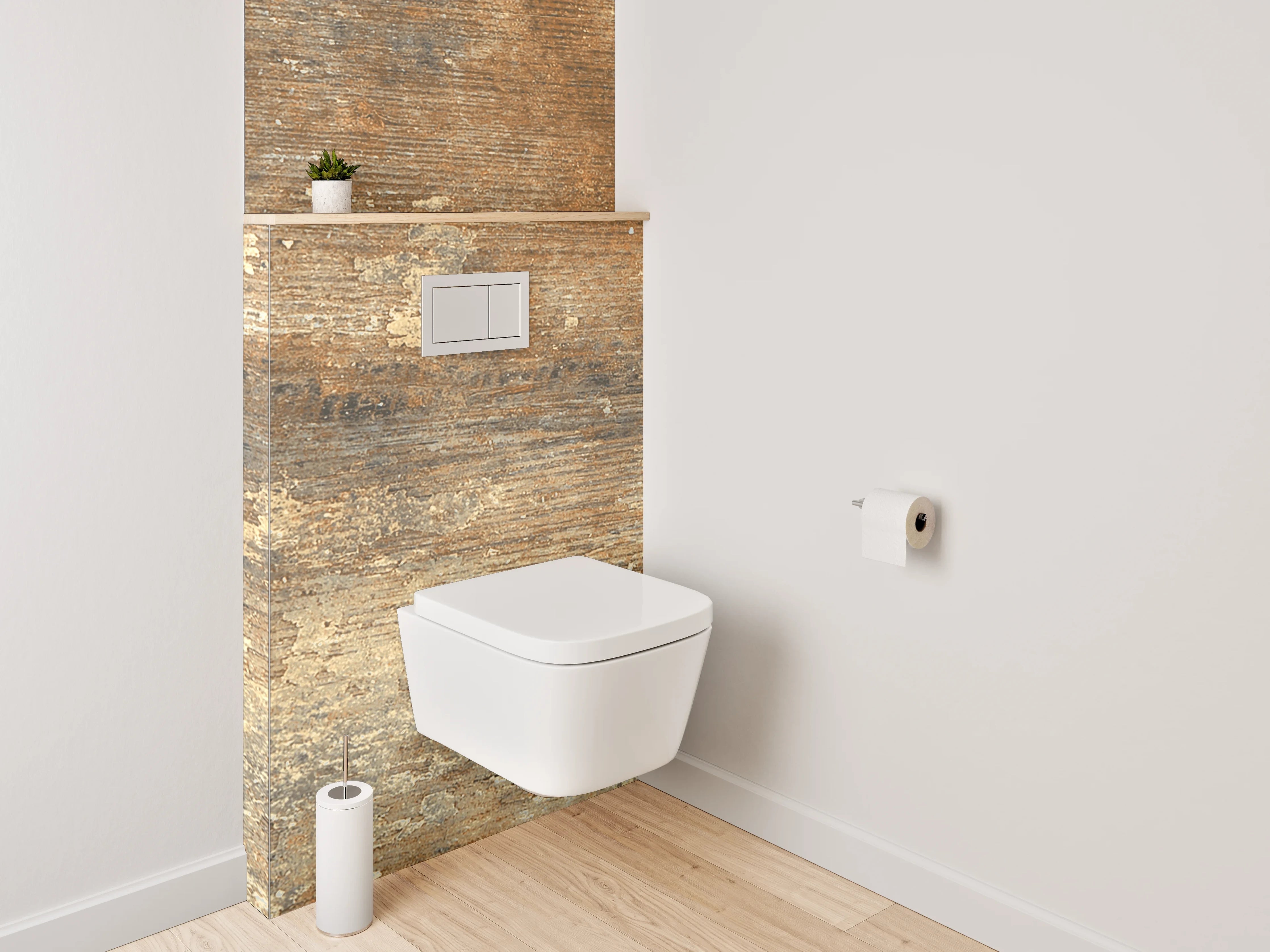 WC-Rückwand - Rustikales Holzoptik-Design Braun Beige