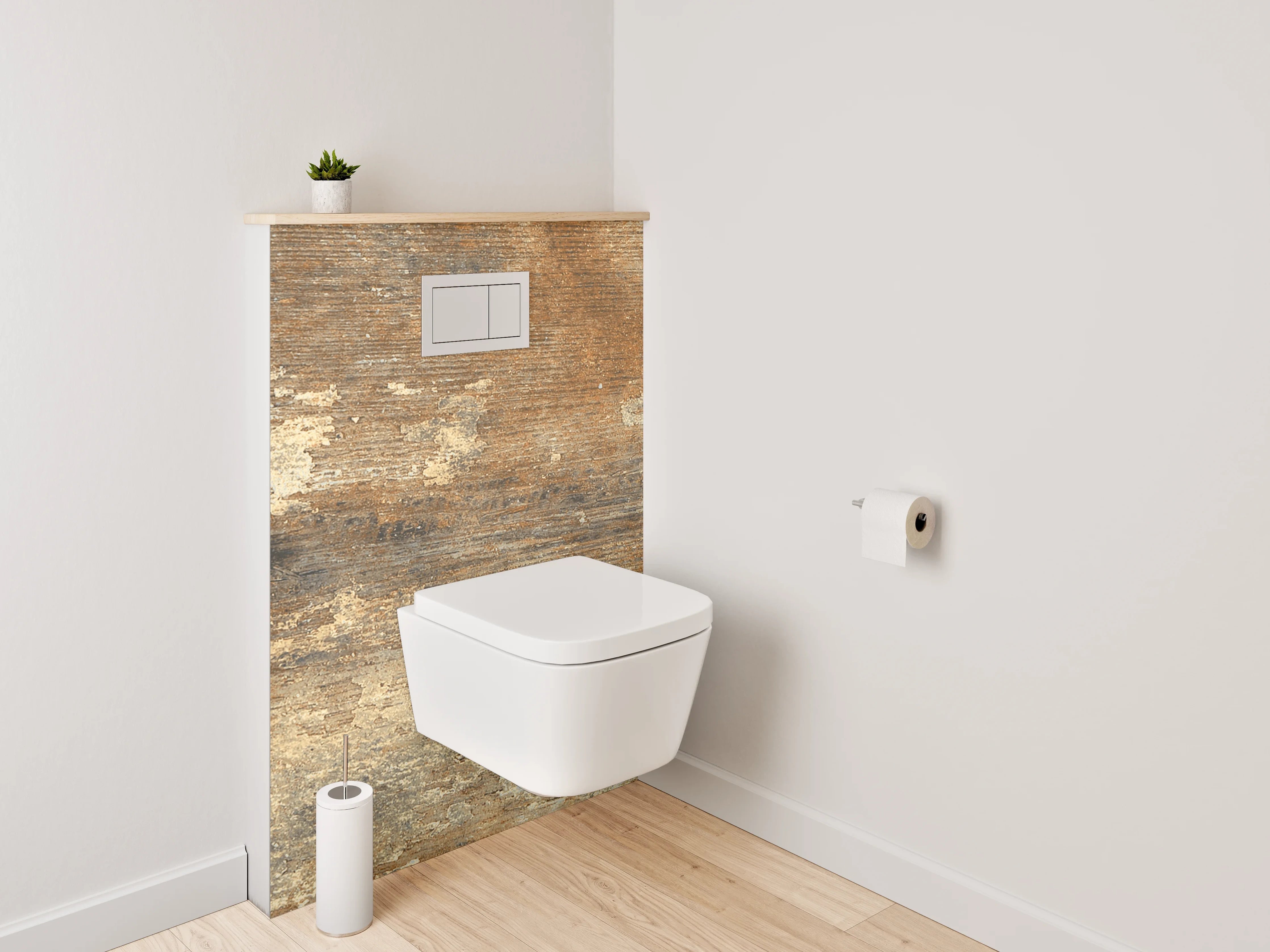 WC-Rückwand - Rustikales Holzoptik-Design Braun Beige
