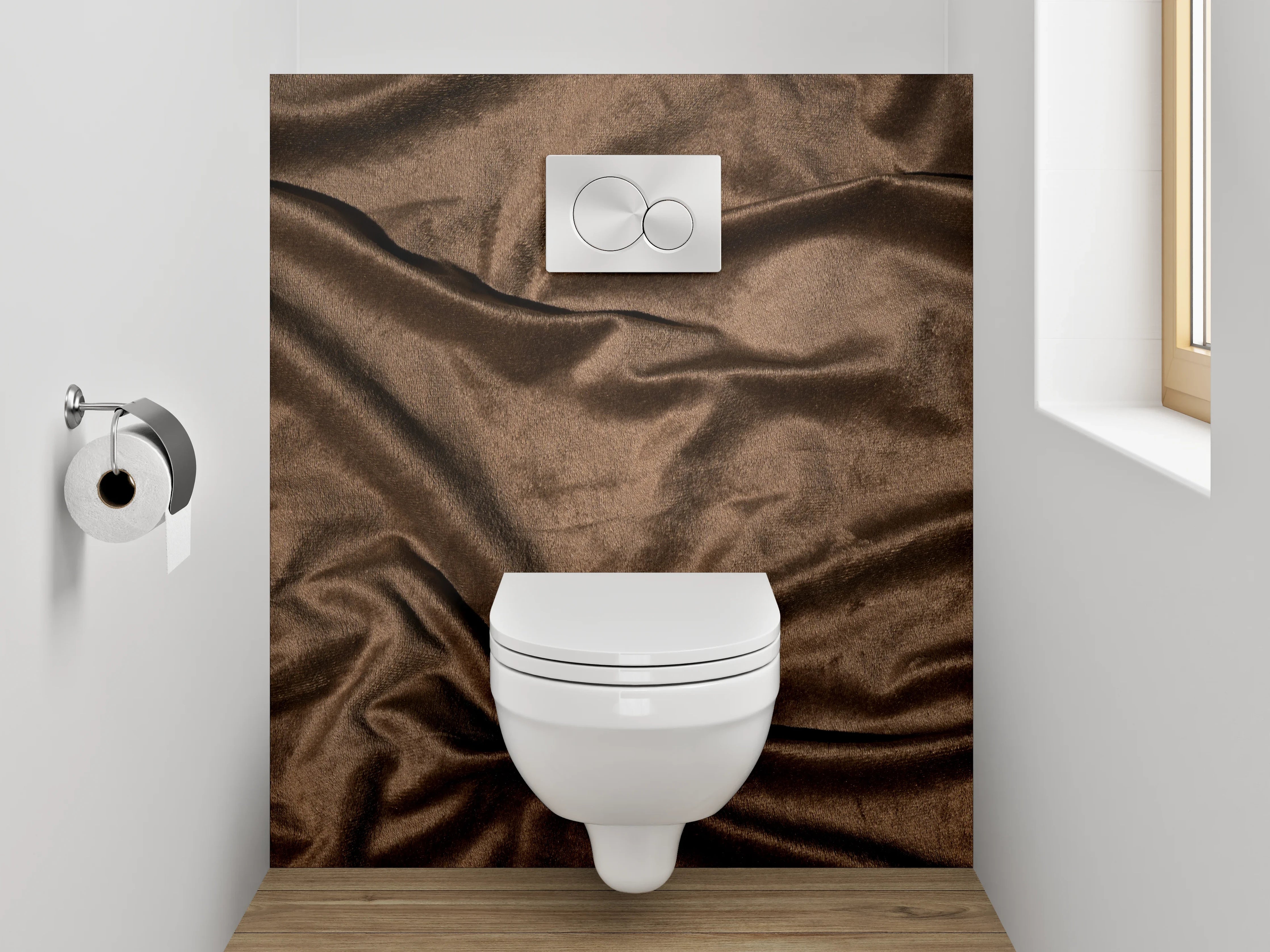 WC-Rückwand - Samtoptik Braun Stoffstruktur