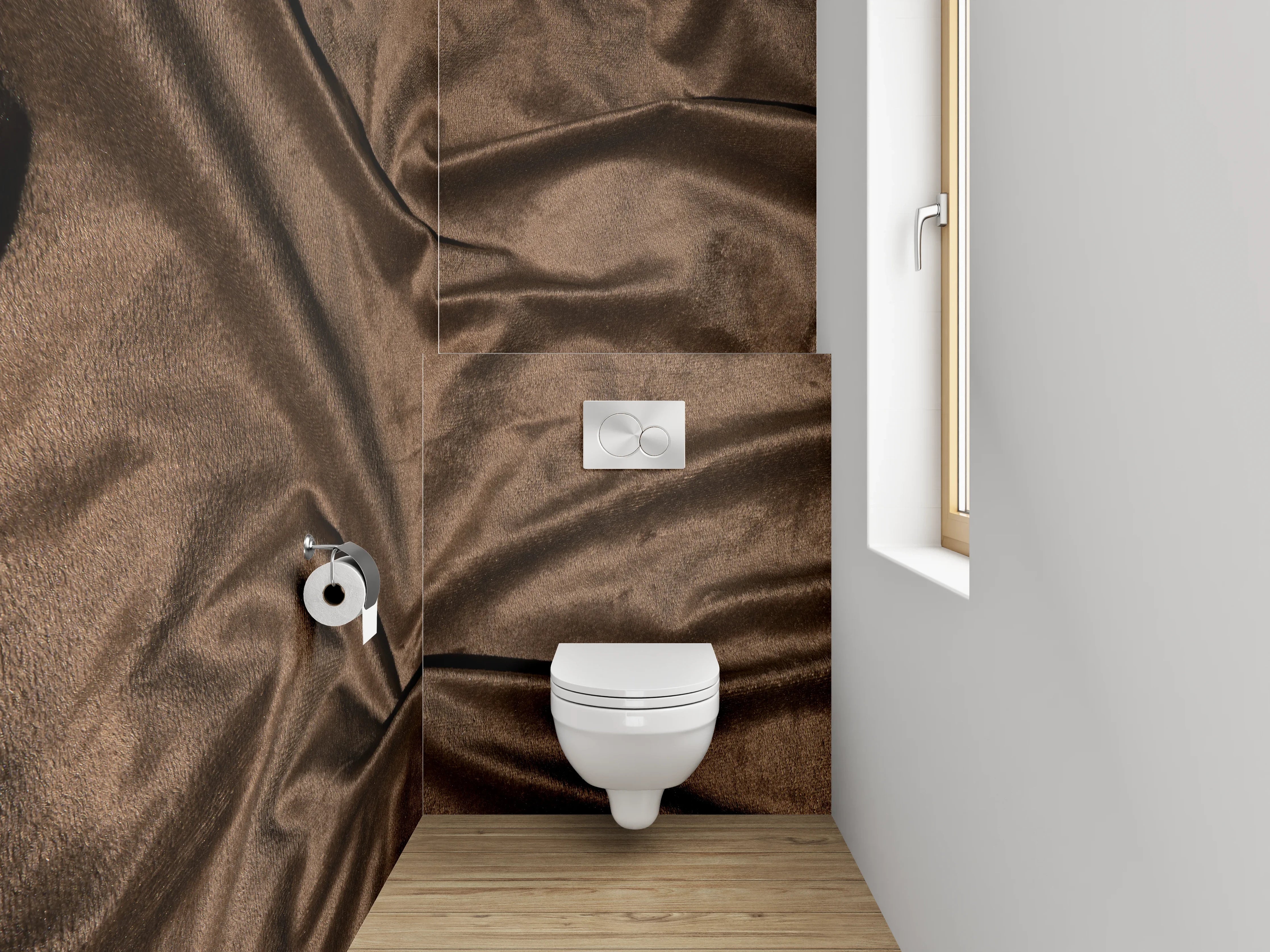 WC-Rückwand - Samtoptik Braun Stoffstruktur