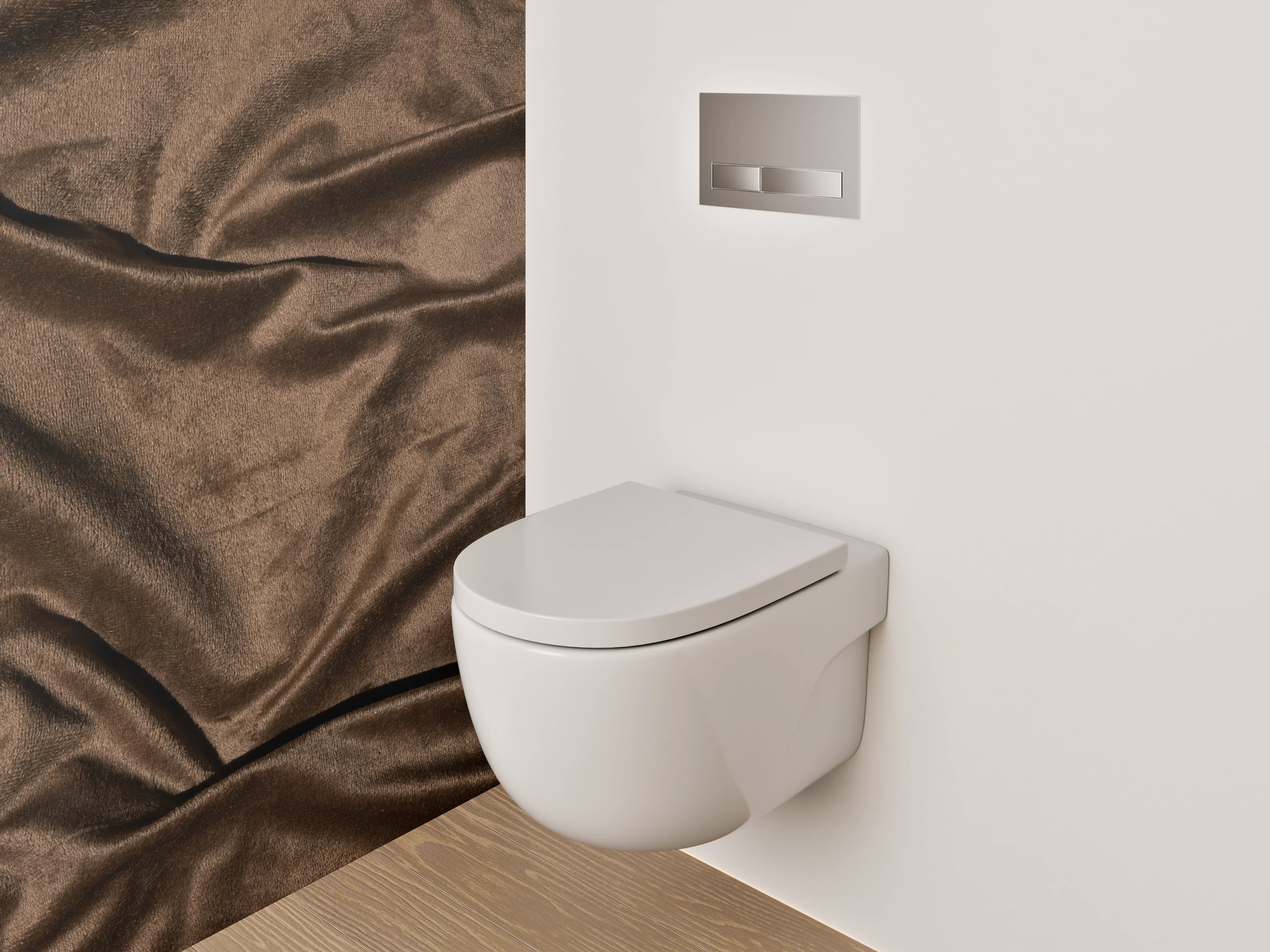 WC-Rückwand - Samtoptik Braun Stoffstruktur