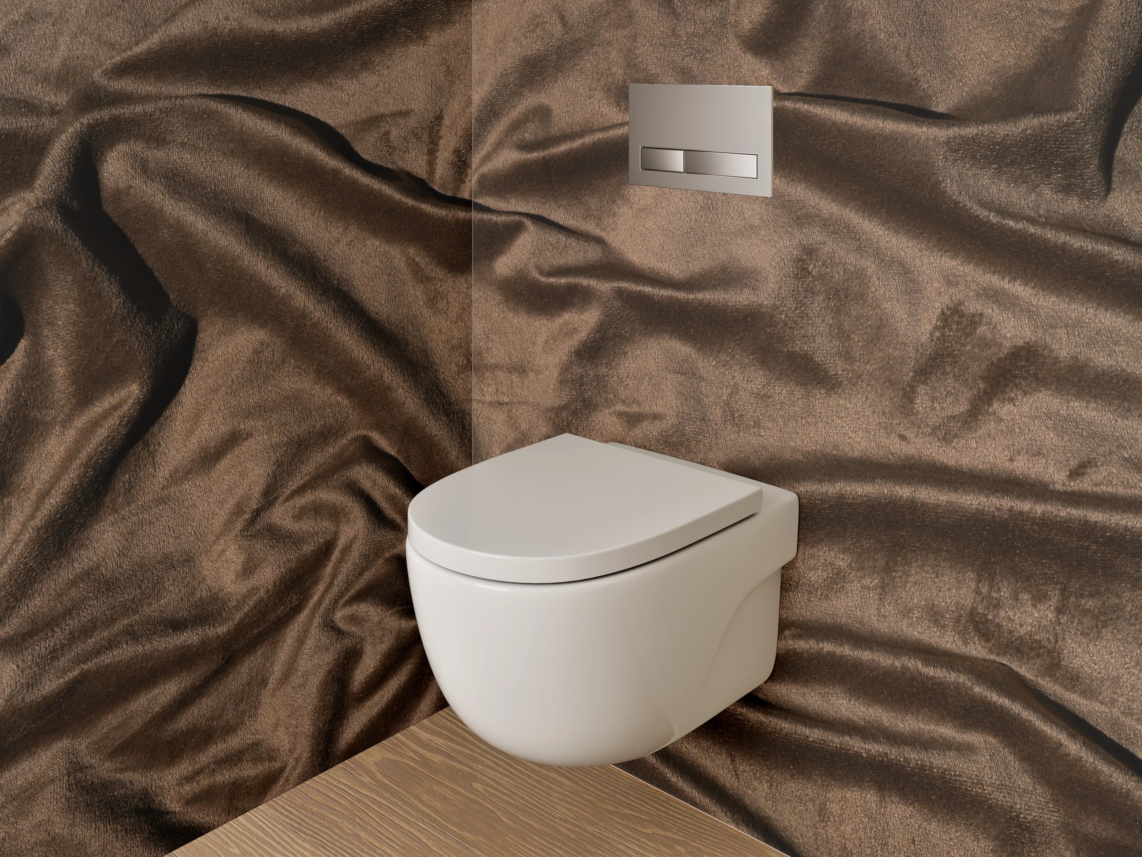 WC-Rückwand - Samtoptik Braun Stoffstruktur