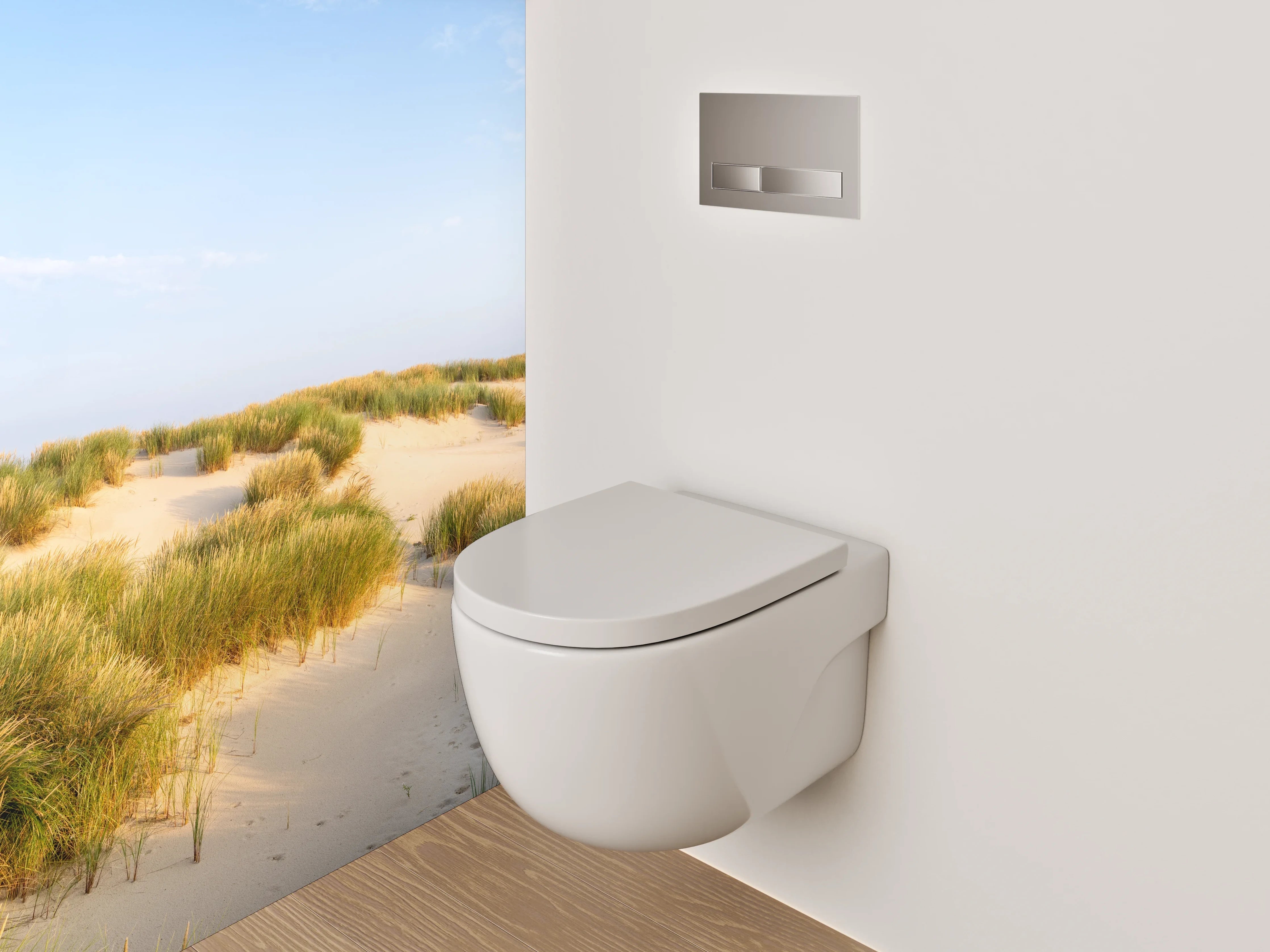 WC-Rückwand - Sanddünen mit Strandgras im Sonnenlicht