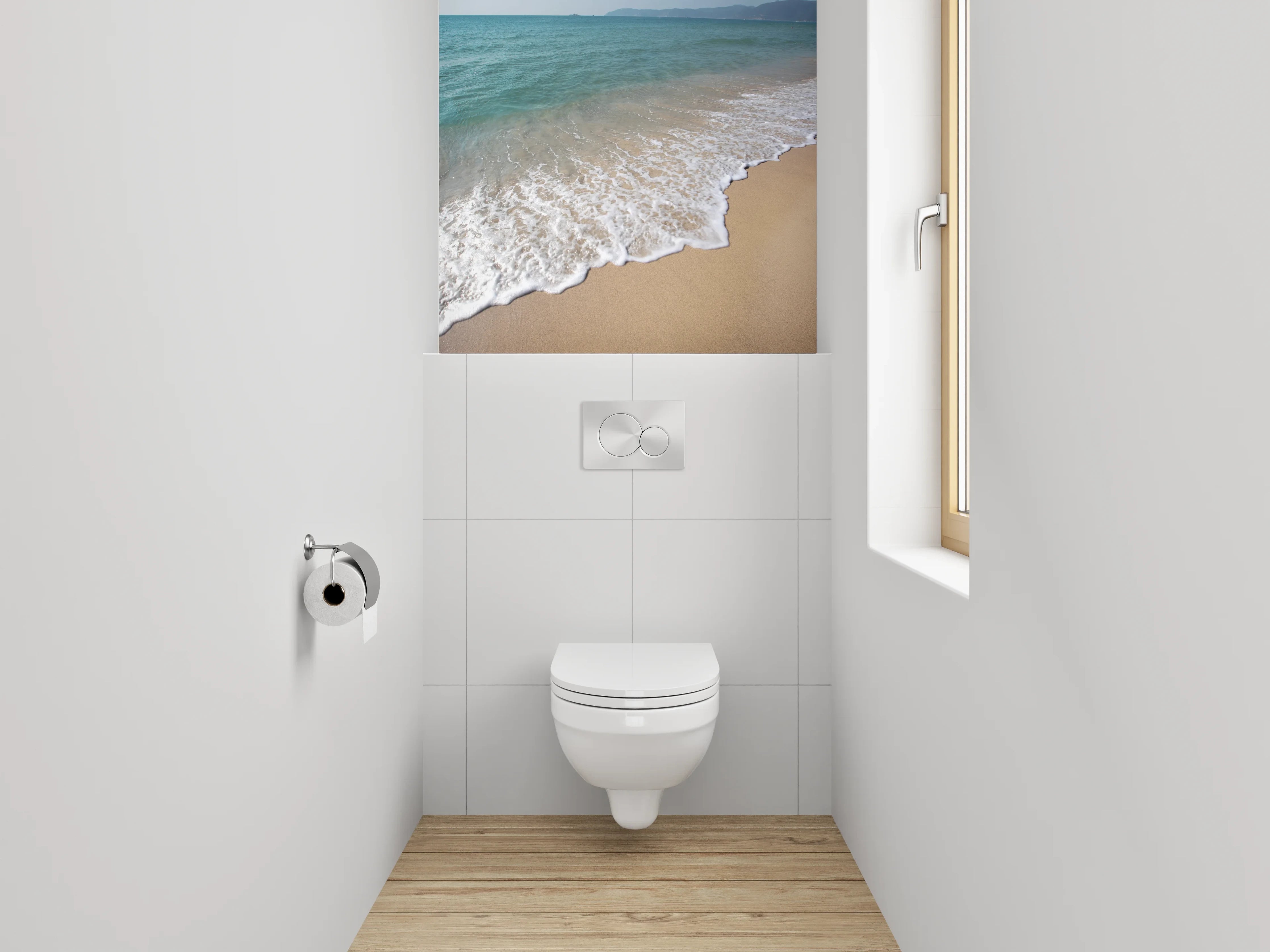 WC-Rückwand - Sandstrand trifft Meereswellen