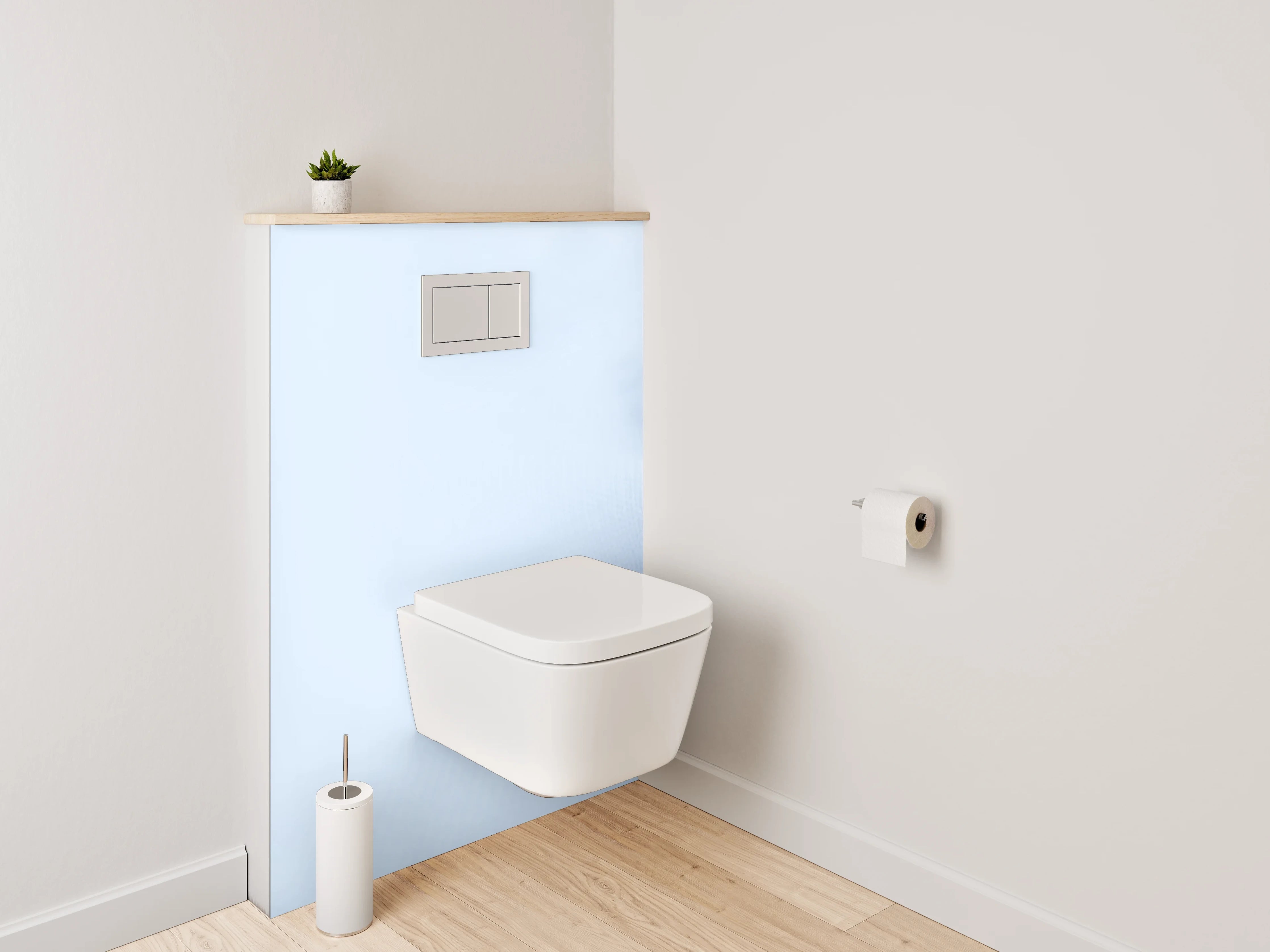 WC-Rückwand - Sanfte Blautöne auf Stoffoptik