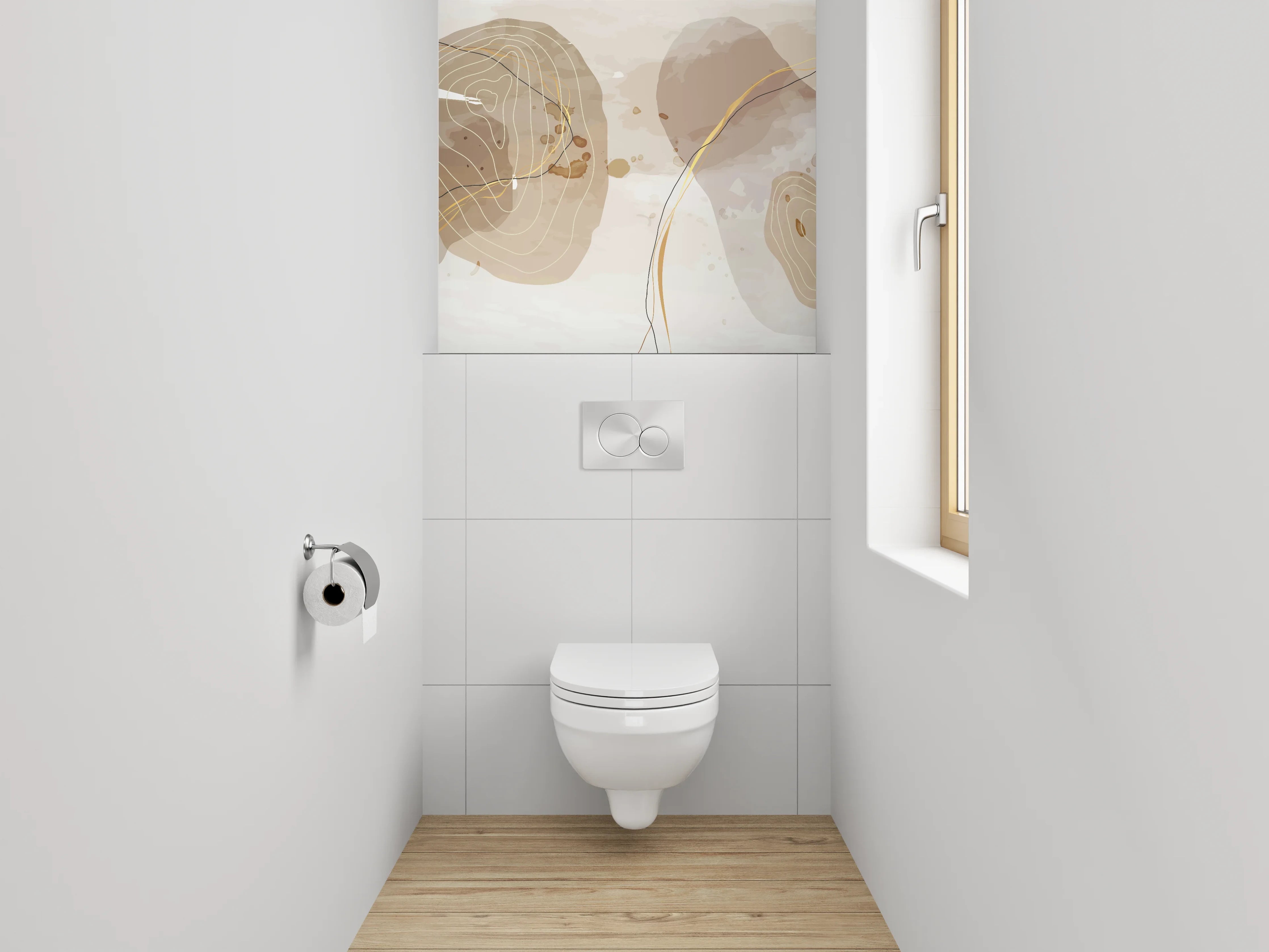 WC-Rückwand - Sanfte Erdtöne mit organischer Struktur
