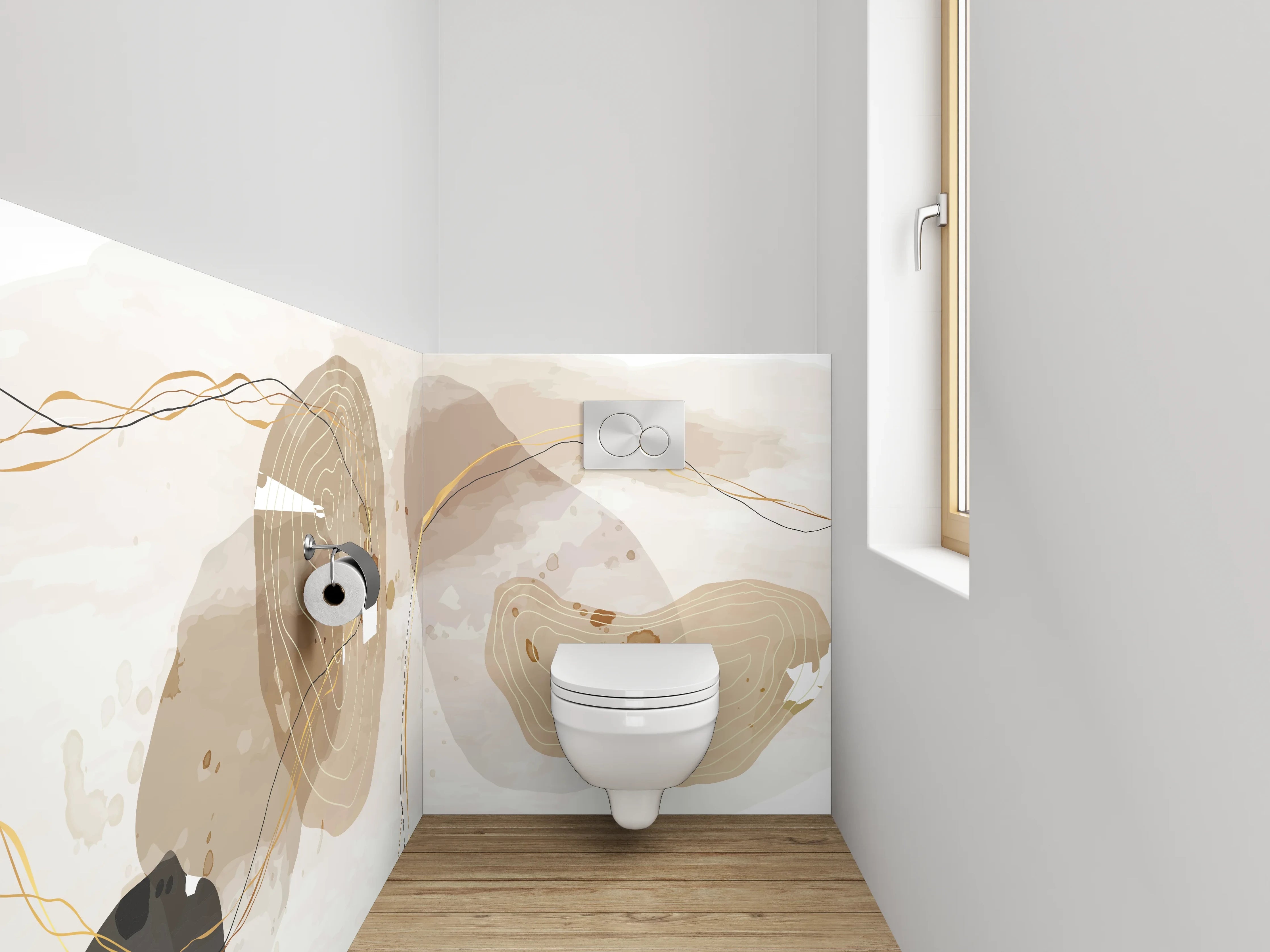 WC-Rückwand - Sanfte Erdtöne mit organischer Struktur