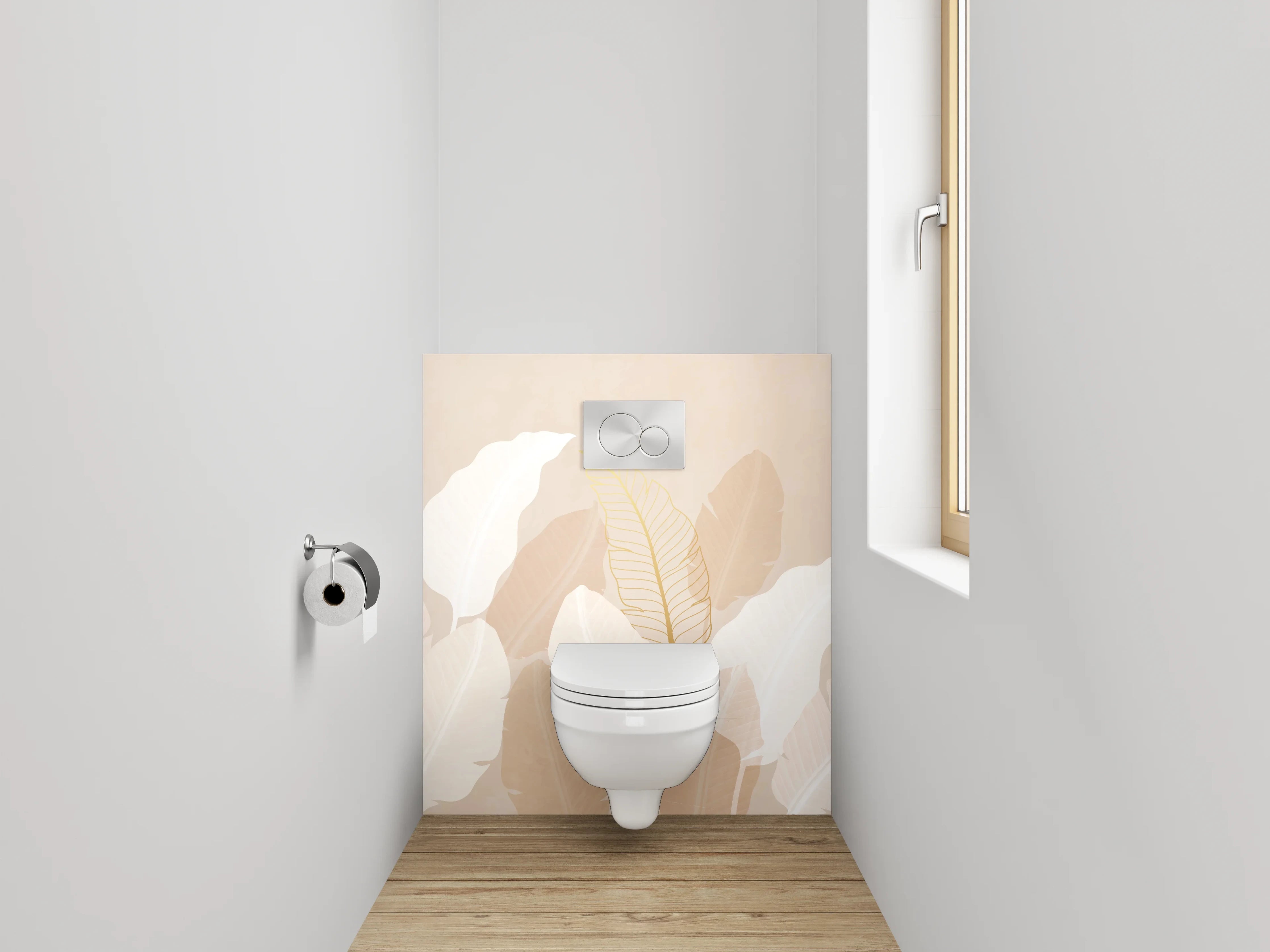 WC-Rückwand - Sanfte Federn Beige Weiß Natur
