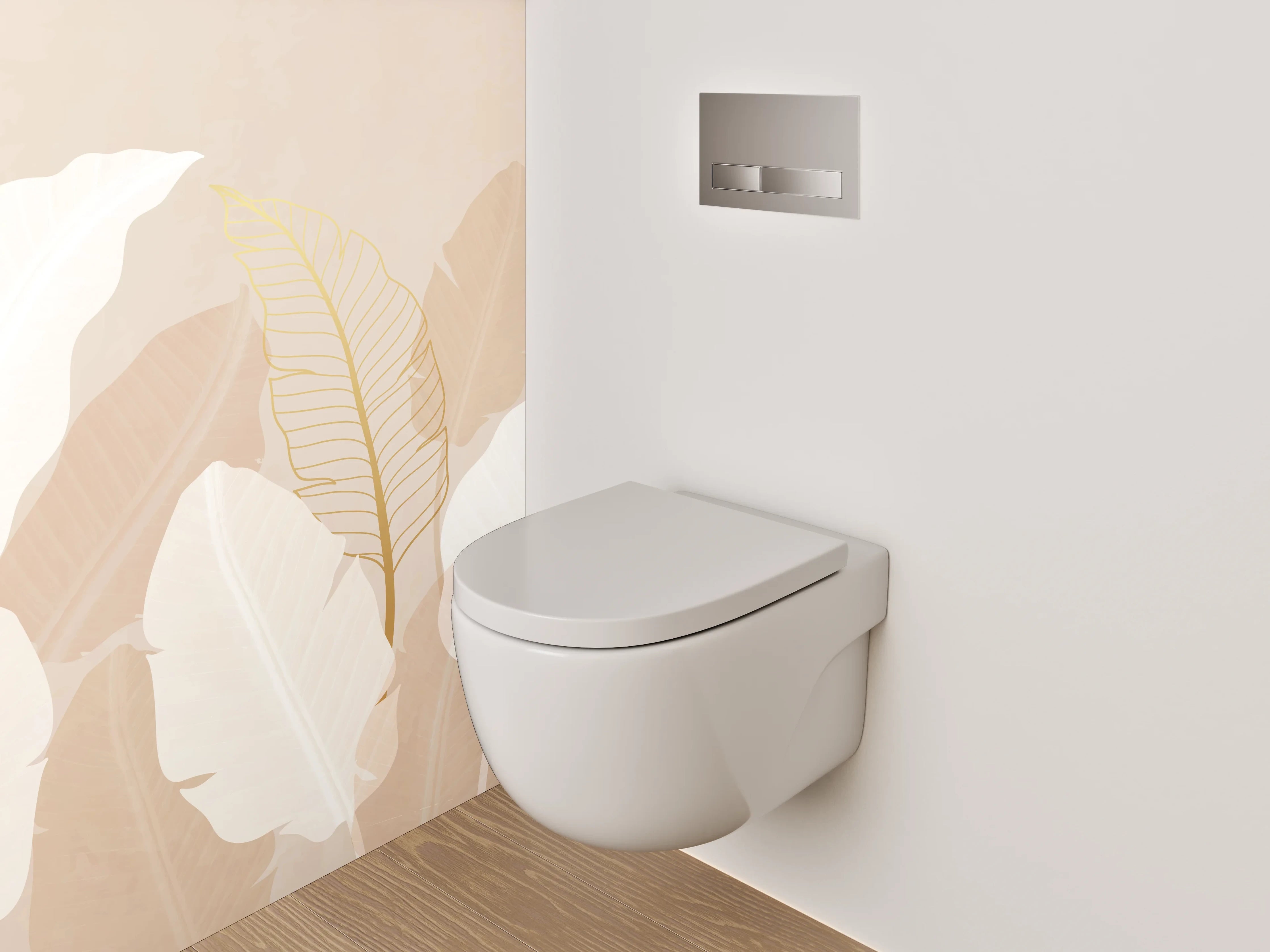 WC-Rückwand - Sanfte Federn Beige Weiß Natur