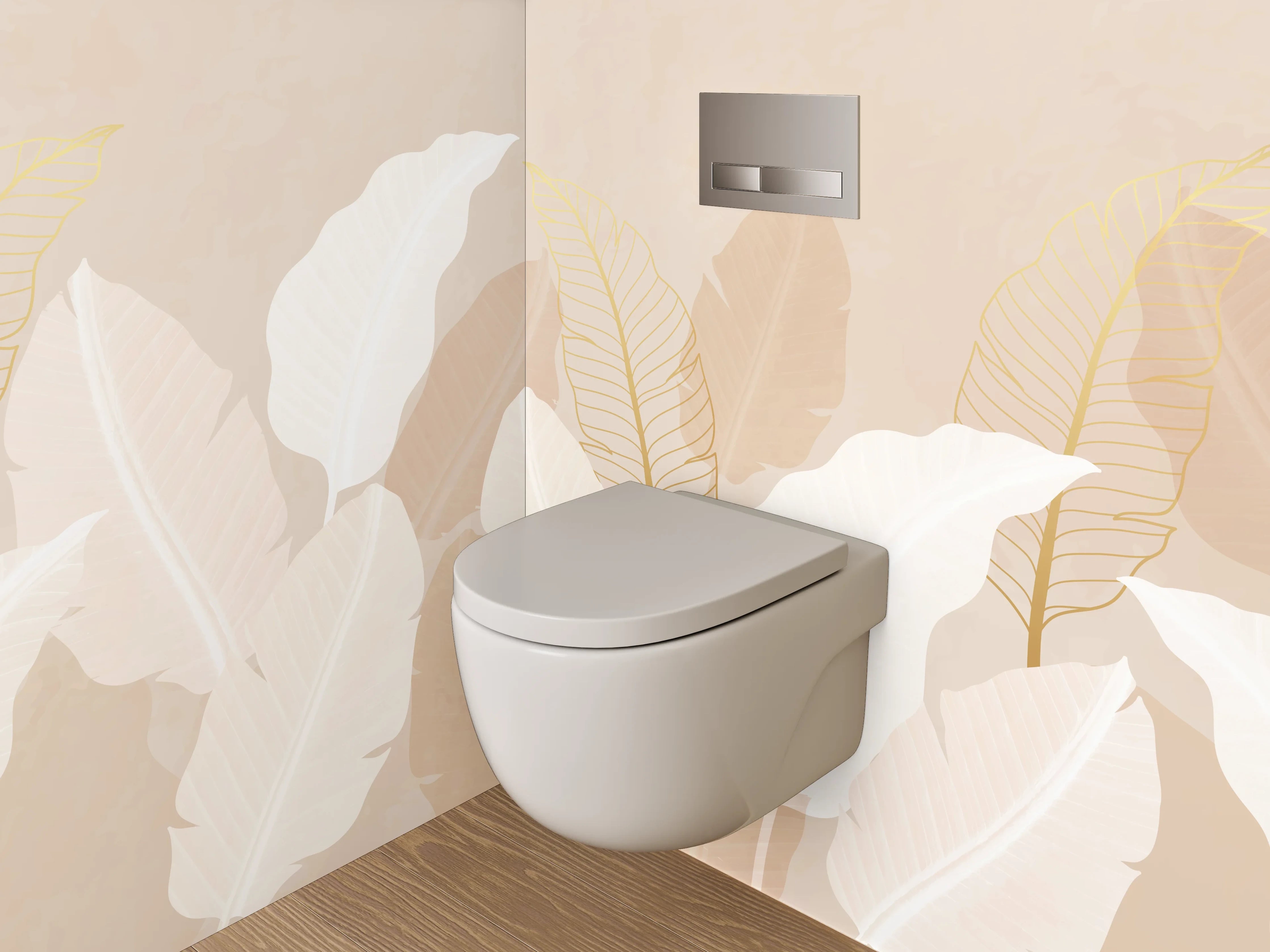 WC-Rückwand - Sanfte Federn Beige Weiß Natur