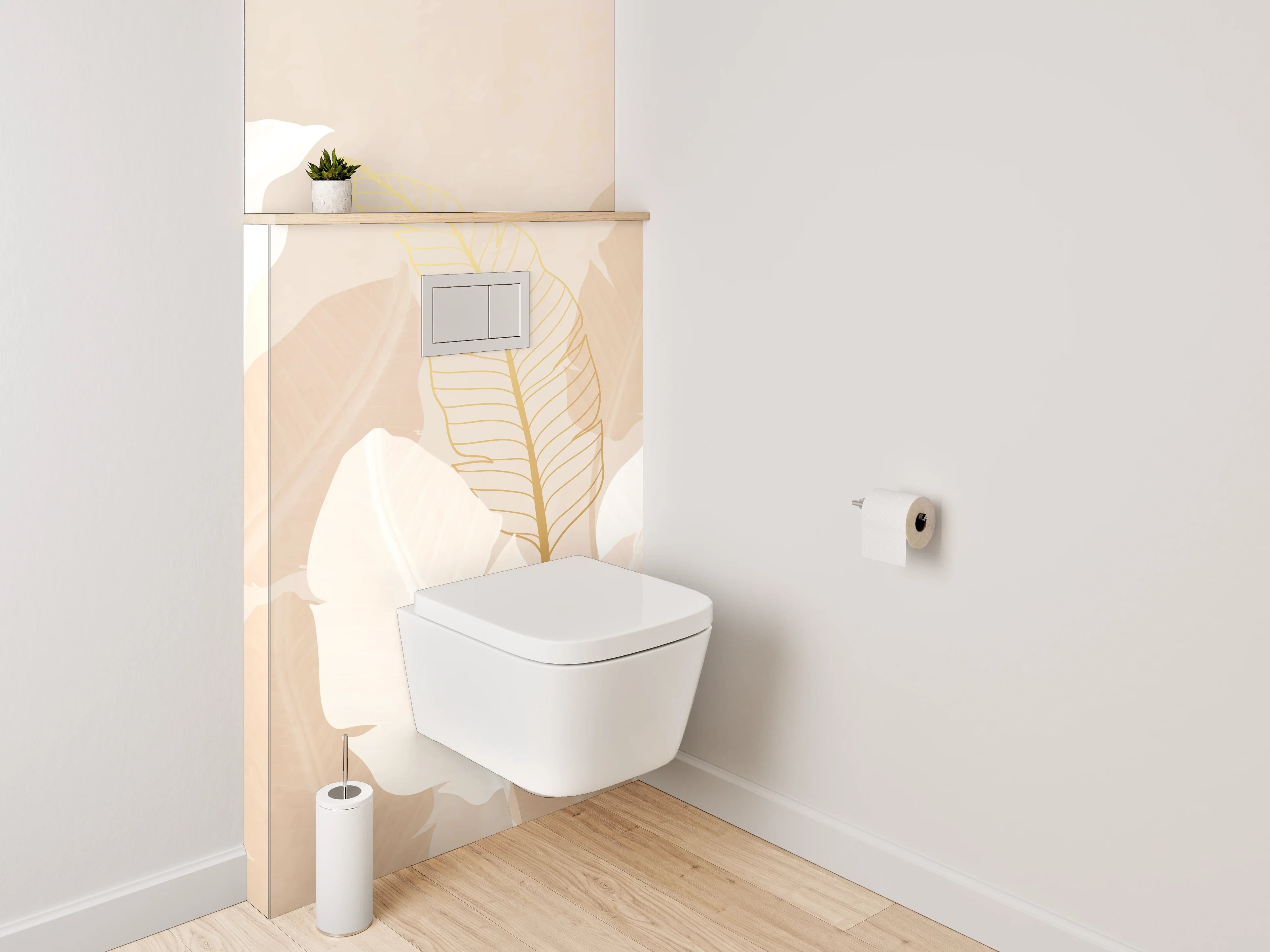 WC-Rückwand - Sanfte Federn Beige Weiß Natur