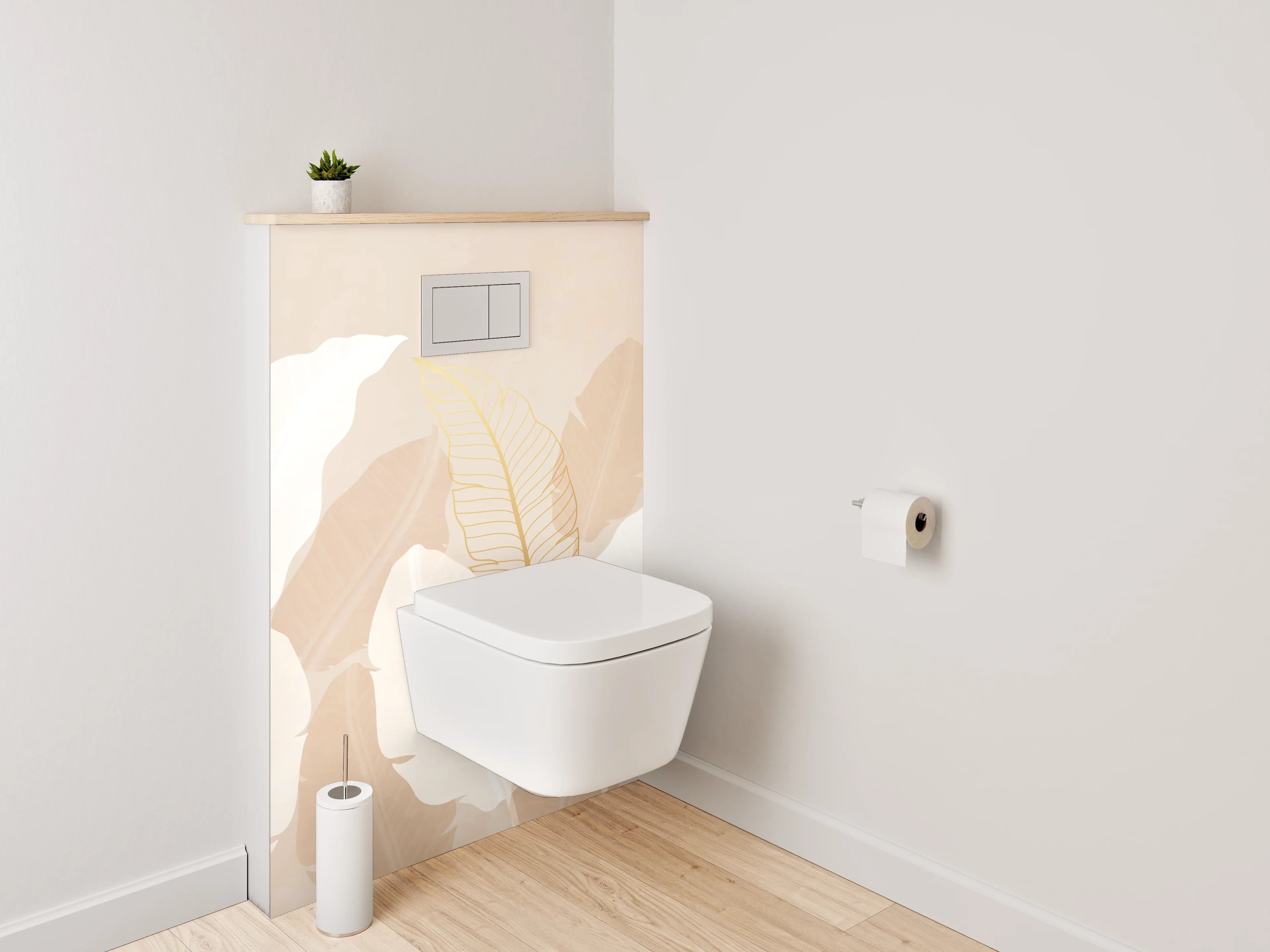 WC-Rückwand - Sanfte Federn Beige Weiß Natur