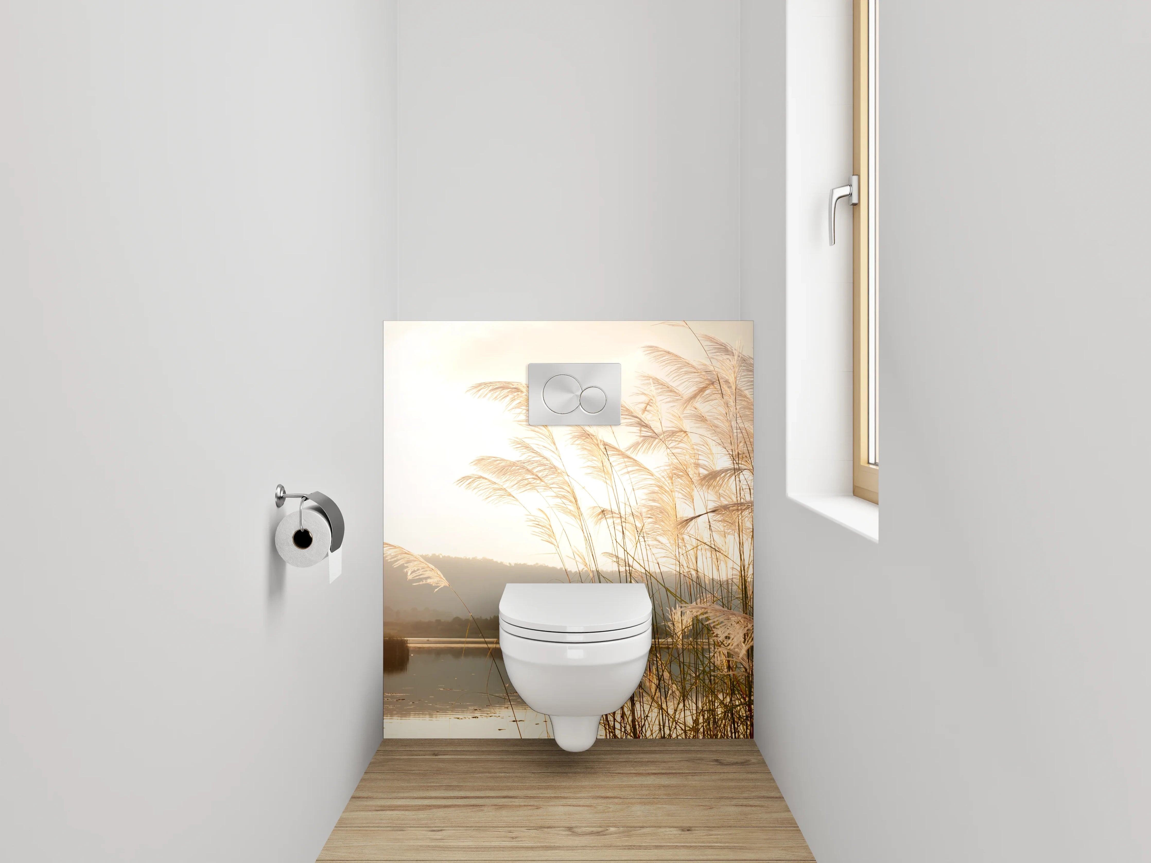 WC-Rückwand - Sanfte Gräser am Seeufer