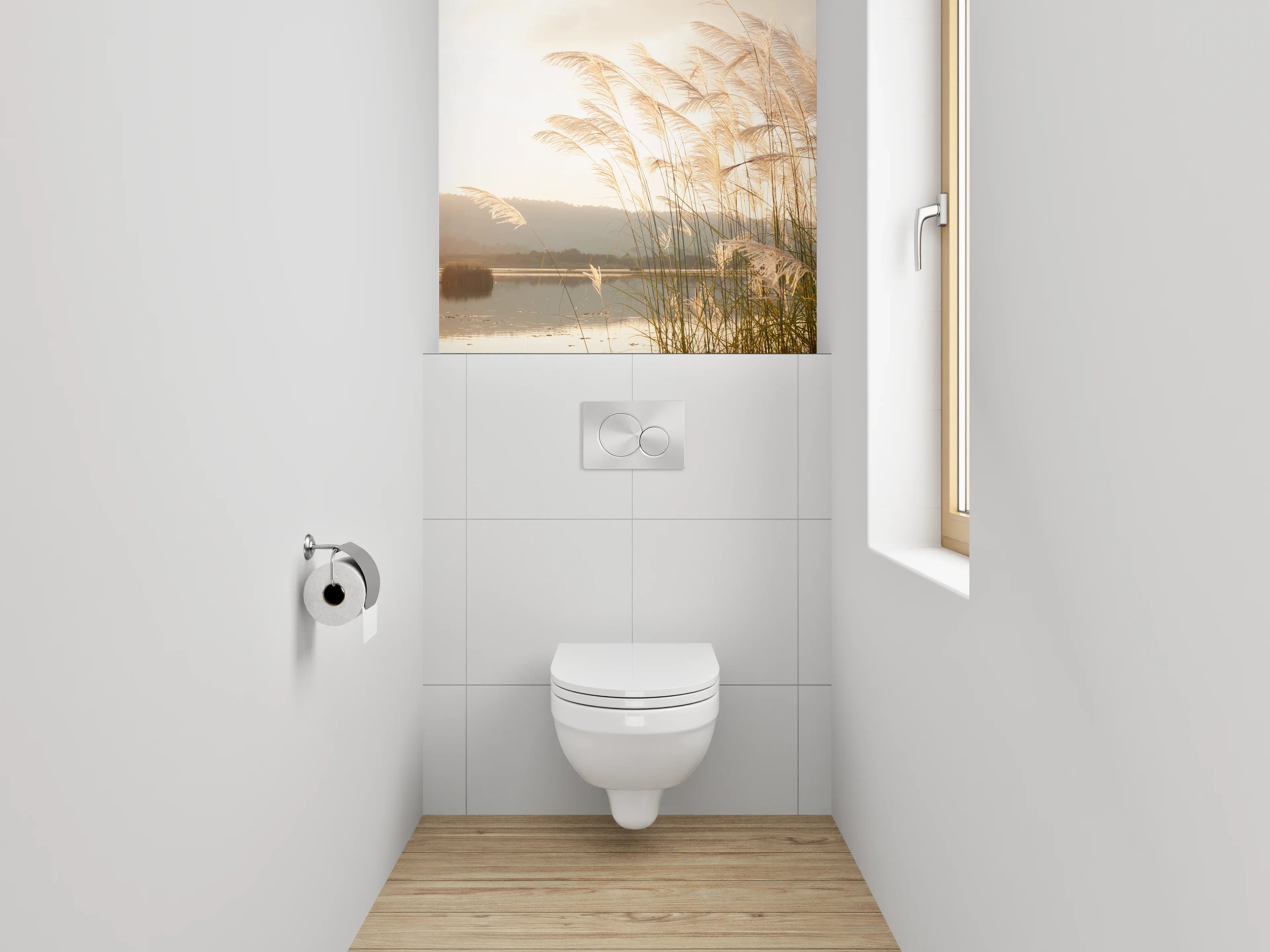 WC-Rückwand - Sanfte Gräser am Seeufer