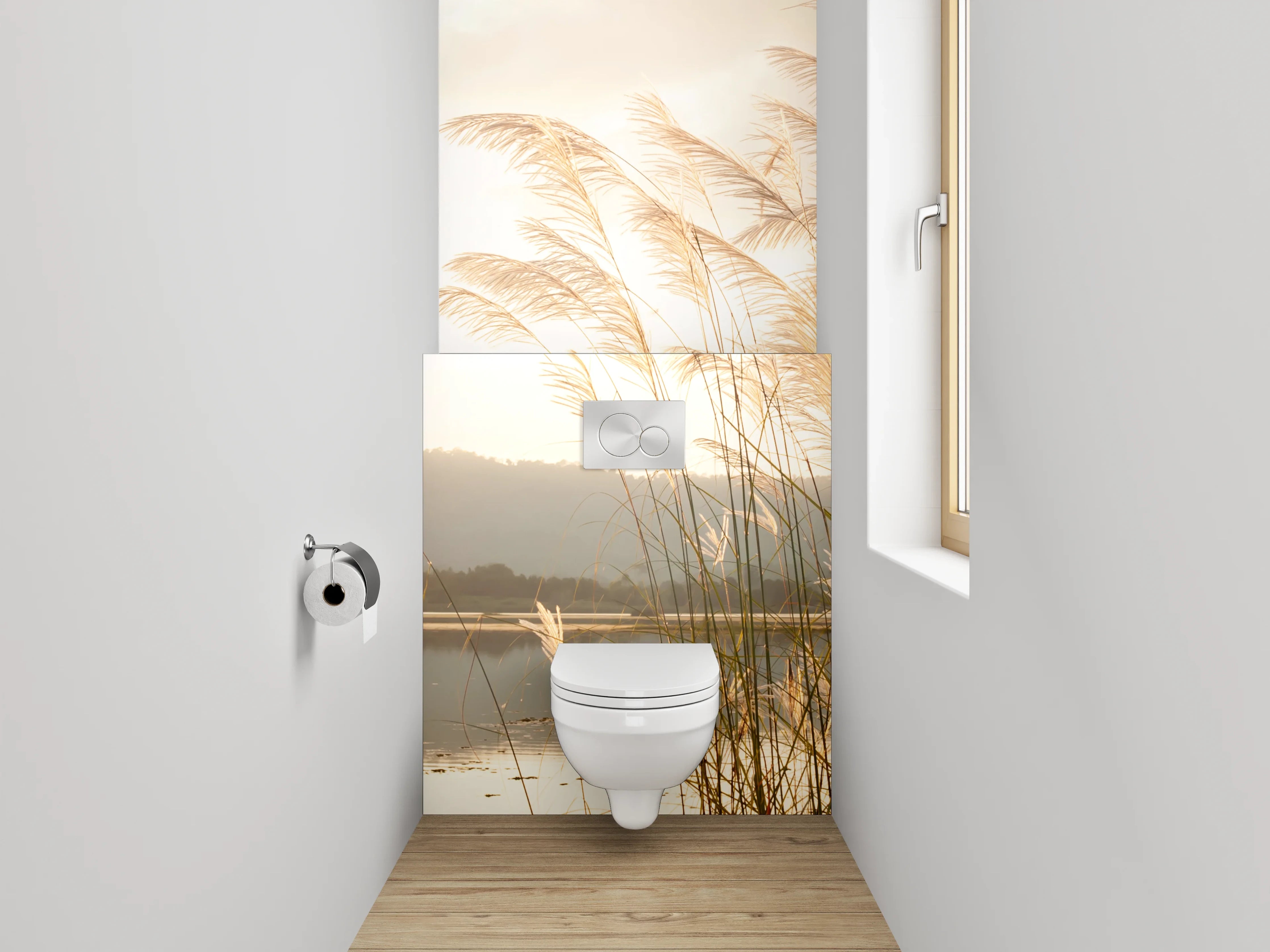 WC-Rückwand - Sanfte Gräser am Seeufer