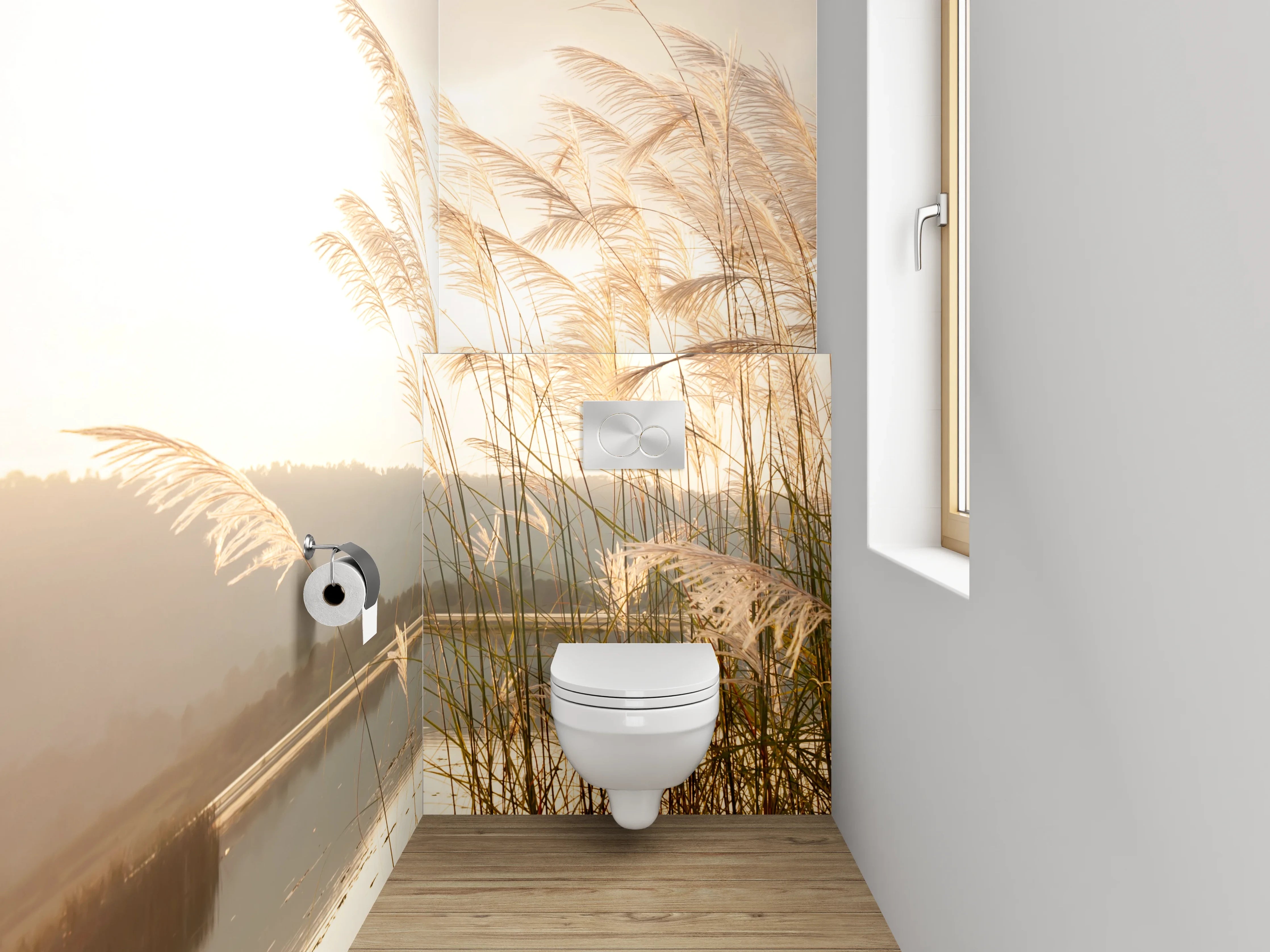 WC-Rückwand - Sanfte Gräser am Seeufer