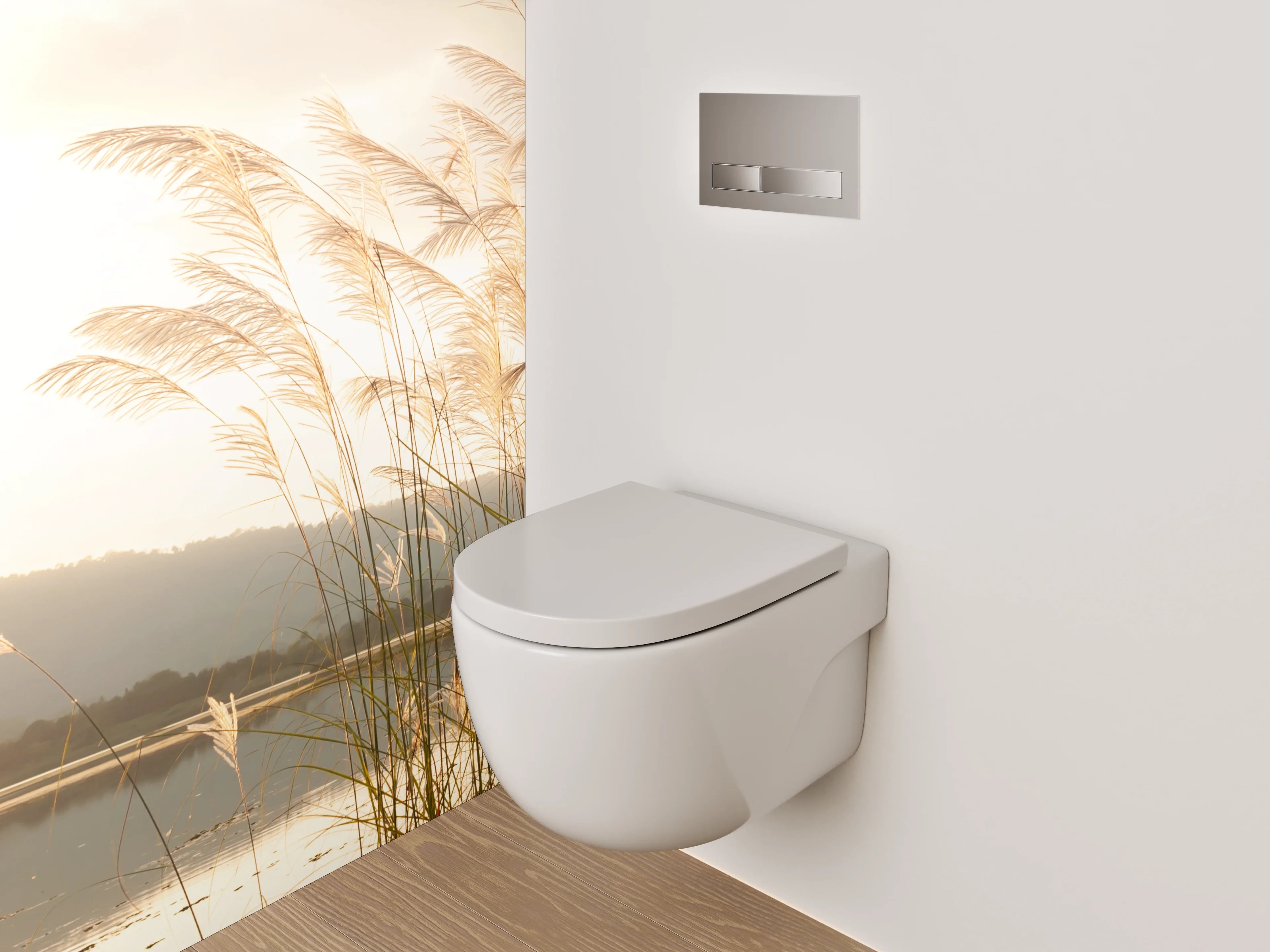 WC-Rückwand - Sanfte Gräser am Seeufer