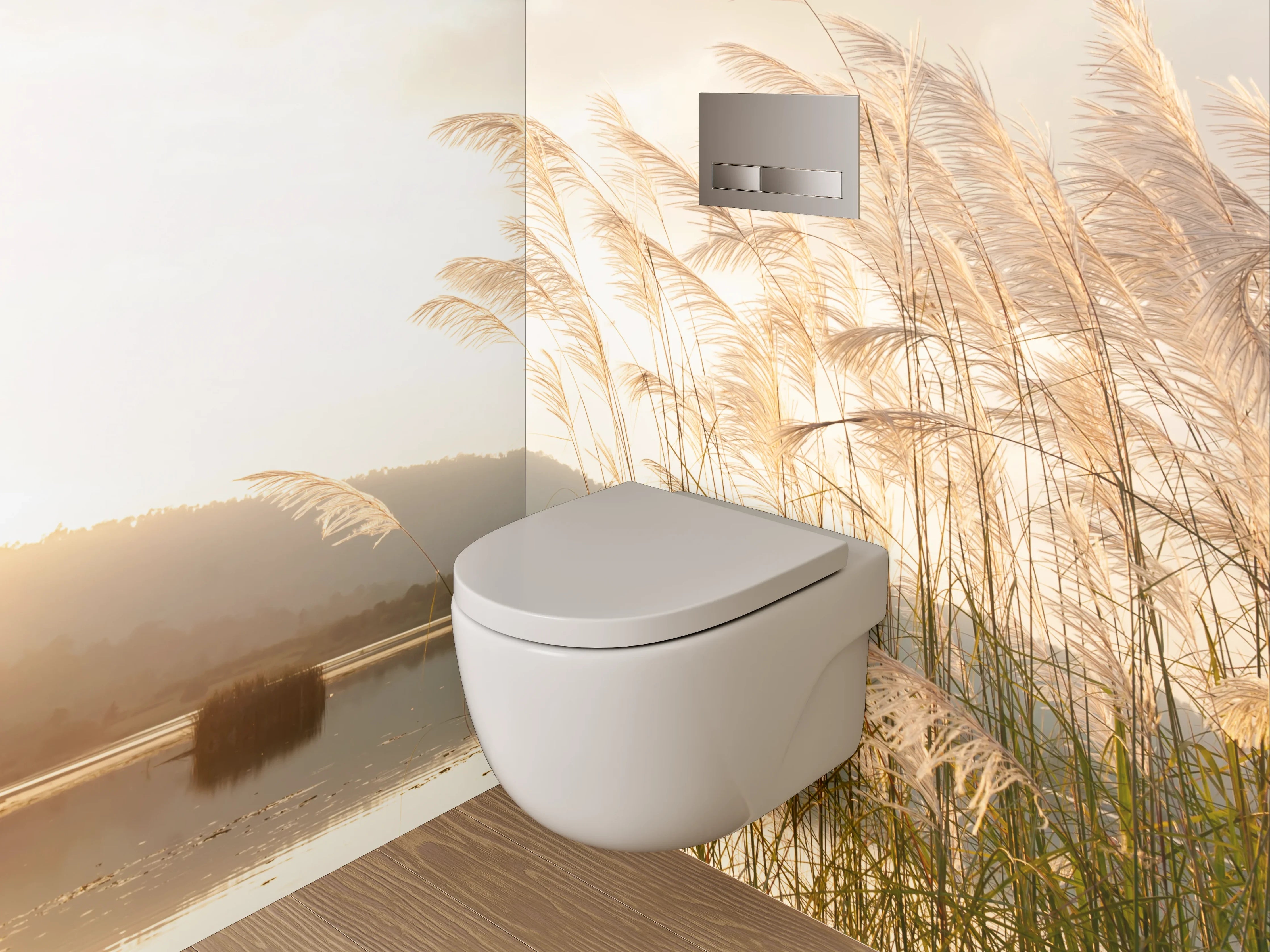 WC-Rückwand - Sanfte Gräser am Seeufer