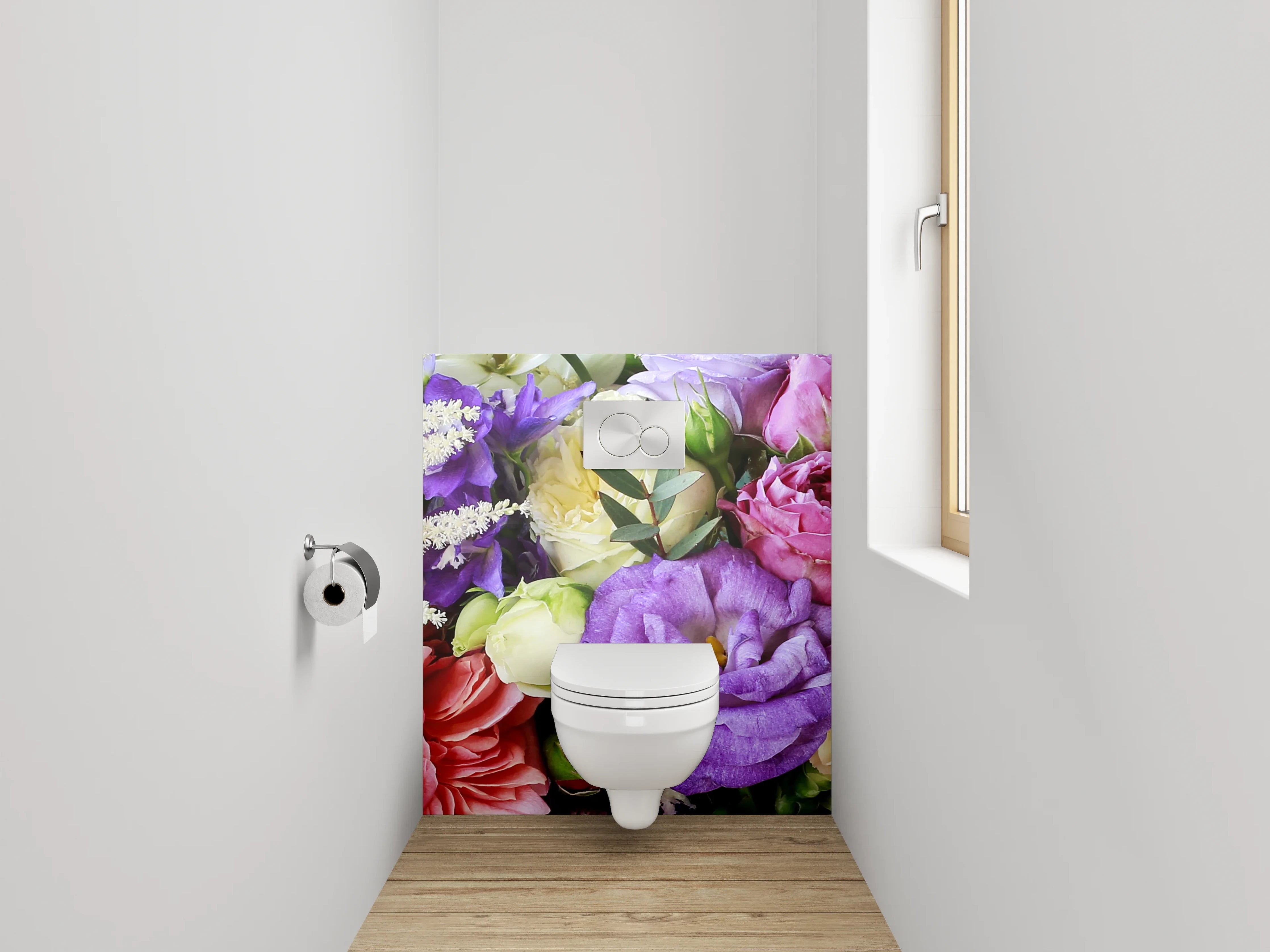 WC-Rückwand - Sanfte Graublumenvielfalt