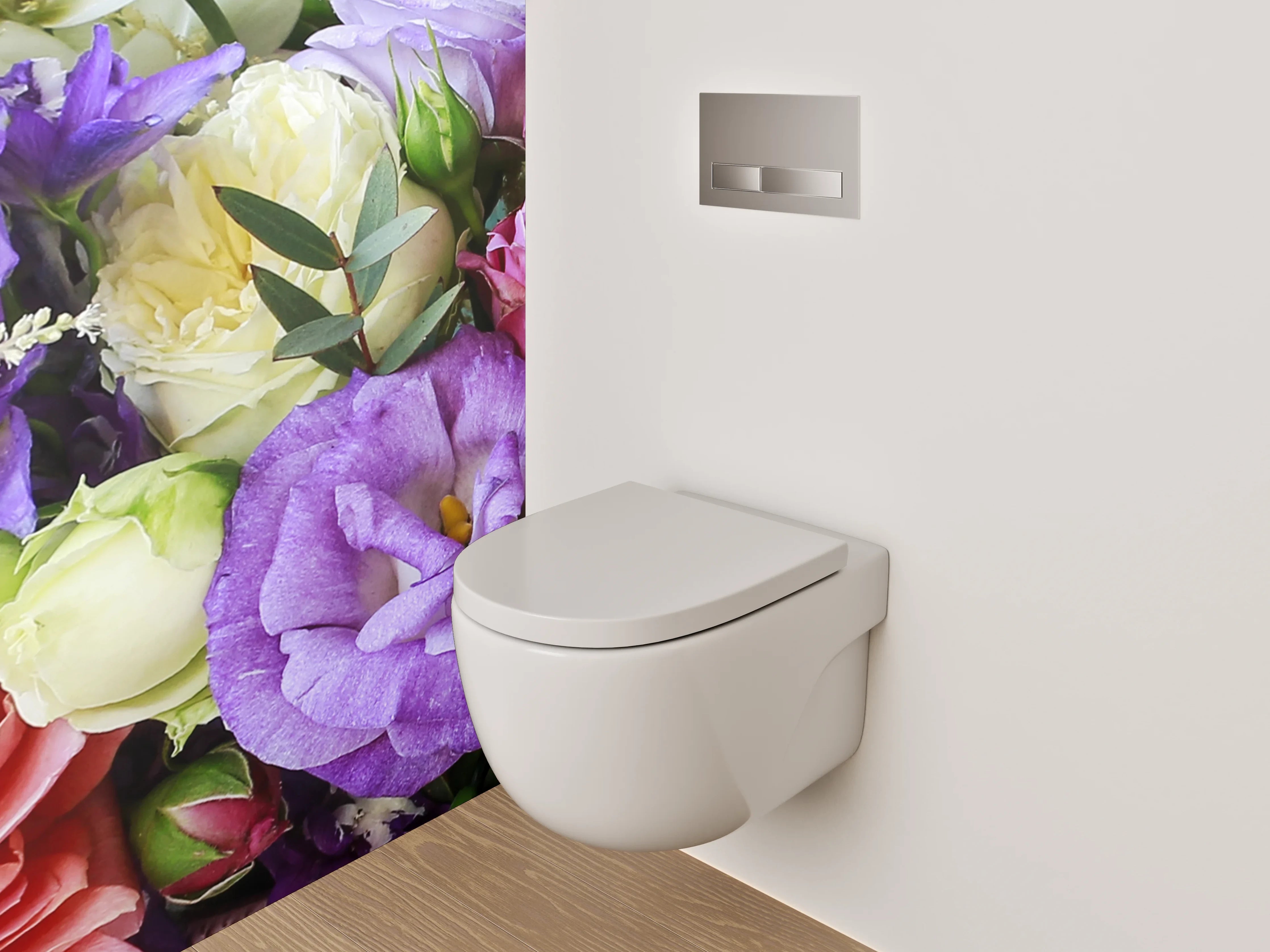 WC-Rückwand - Sanfte Graublumenvielfalt