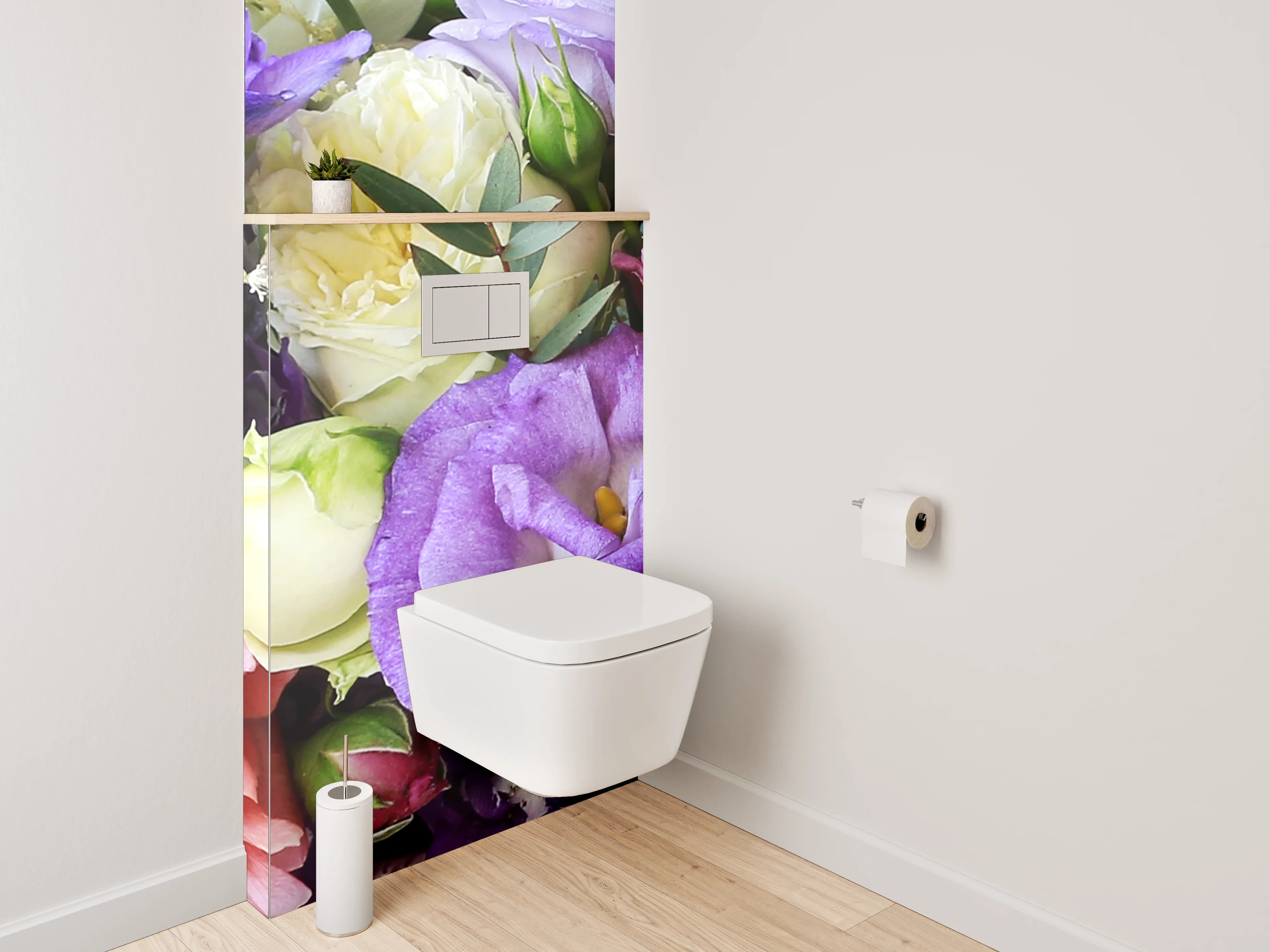 WC-Rückwand - Sanfte Graublumenvielfalt