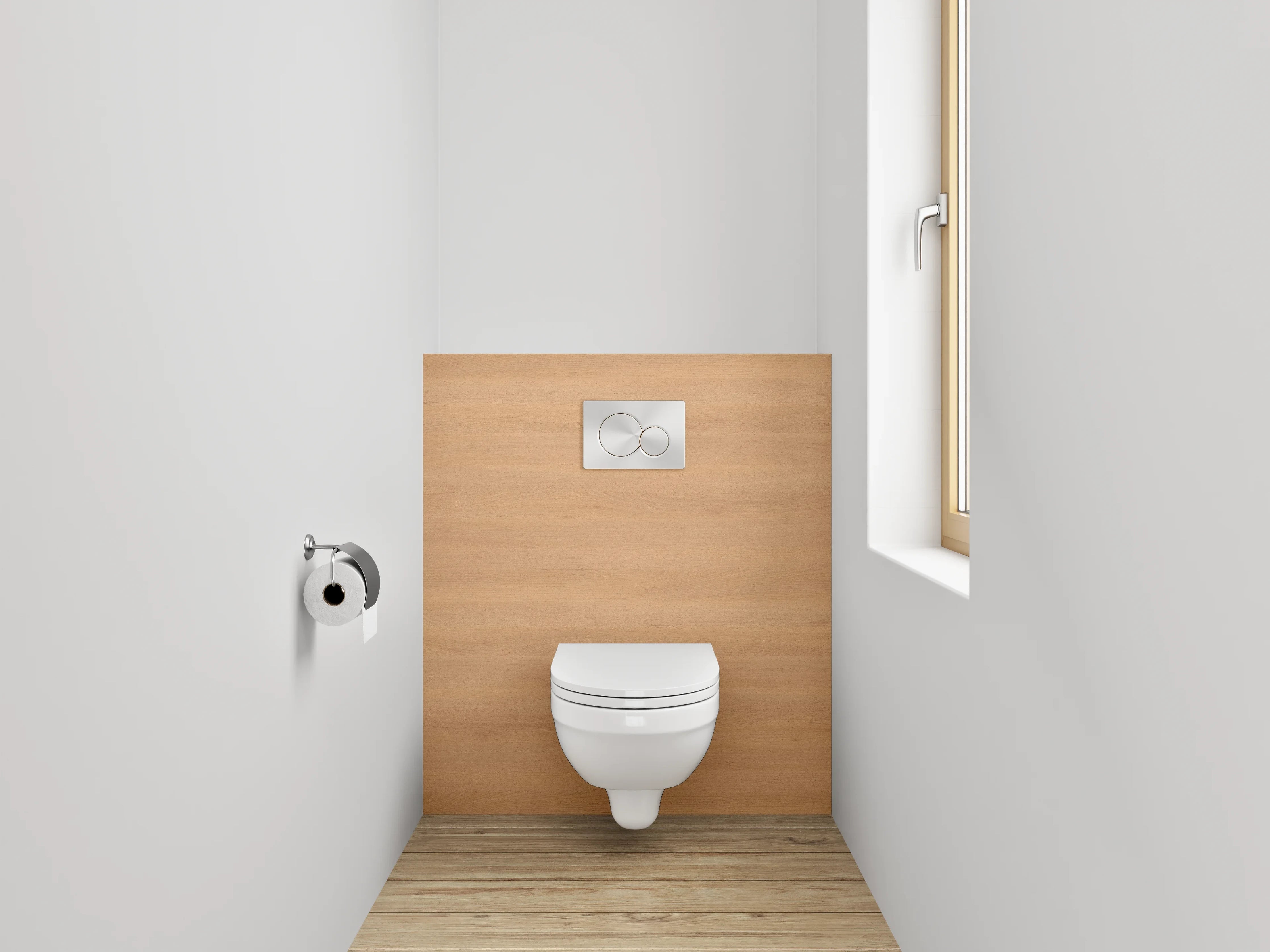 WC-Rückwand - Sanfte Grautöne auf Holz