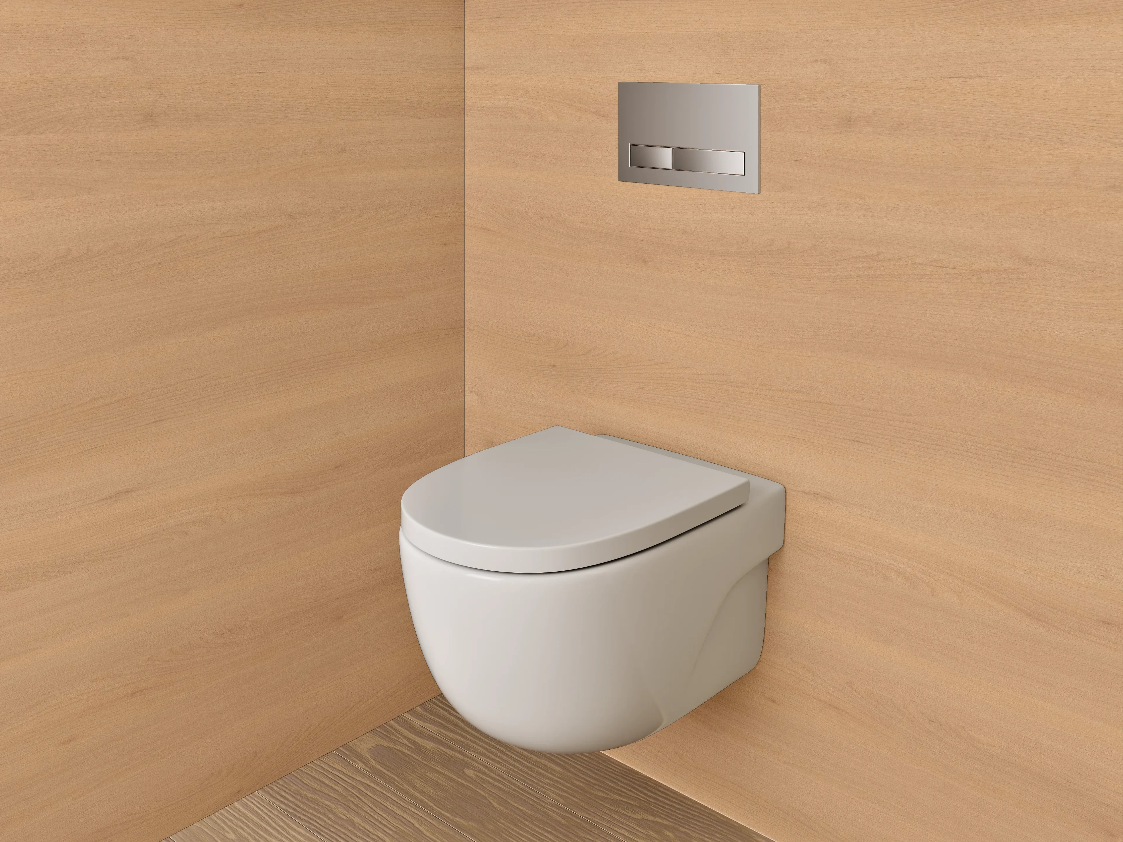 WC-Rückwand - Sanfte Grautöne auf Holz