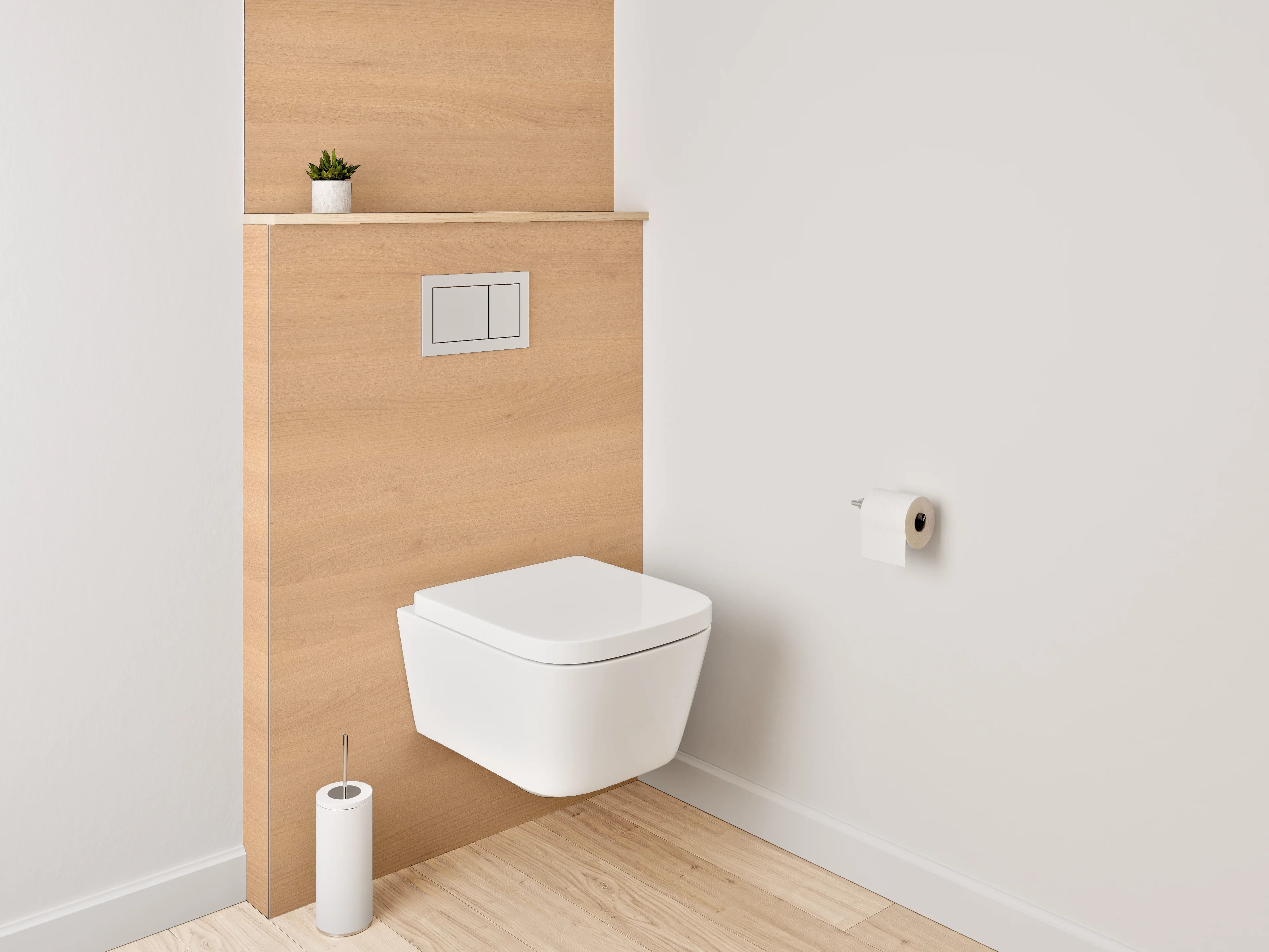 WC-Rückwand - Sanfte Grautöne auf Holz