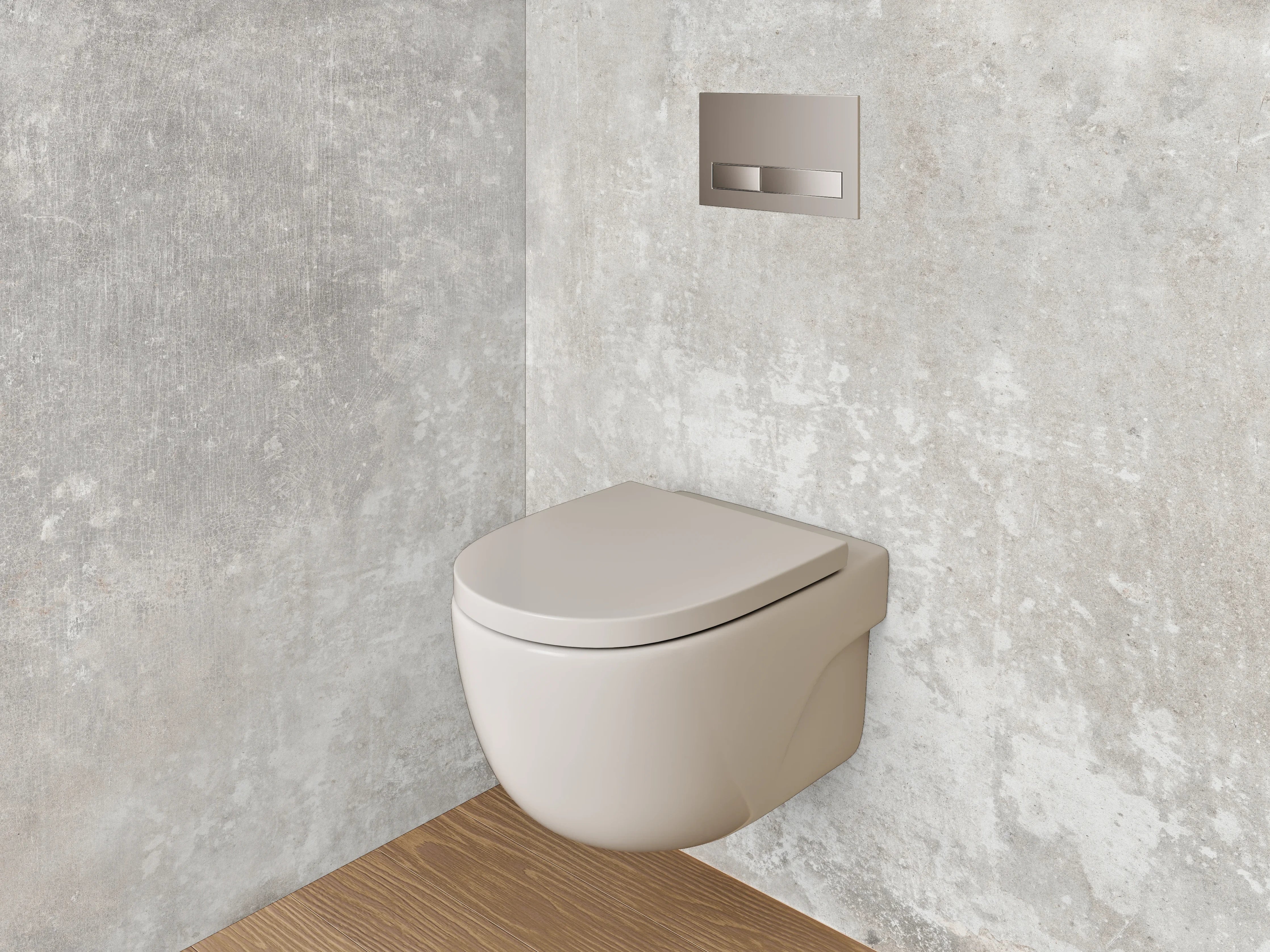 WC-Rückwand - Sanfte Grautöne auf weißem Beton