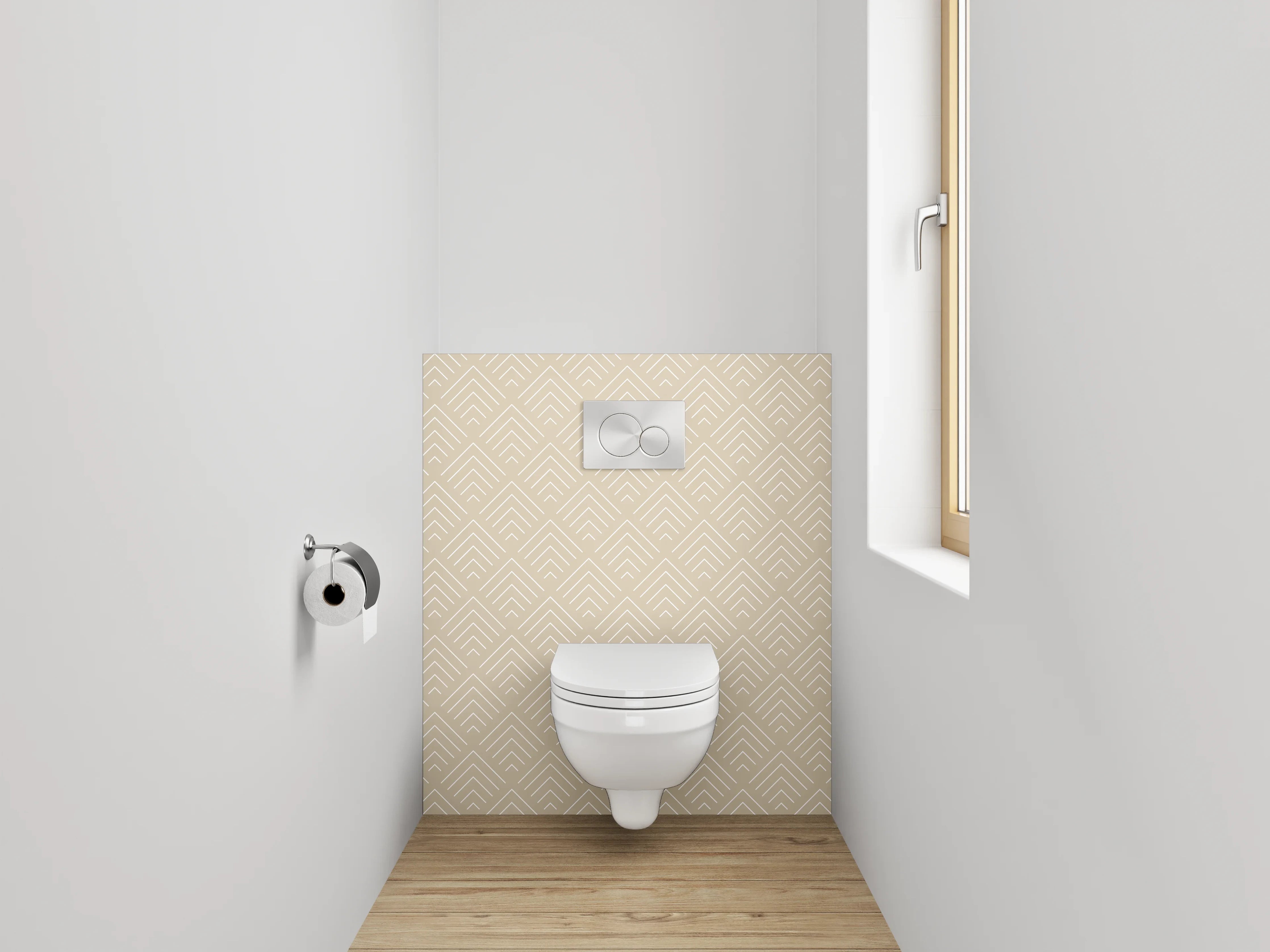 WC-Rückwand - Sanfte Grautöne auf weißem Grund
