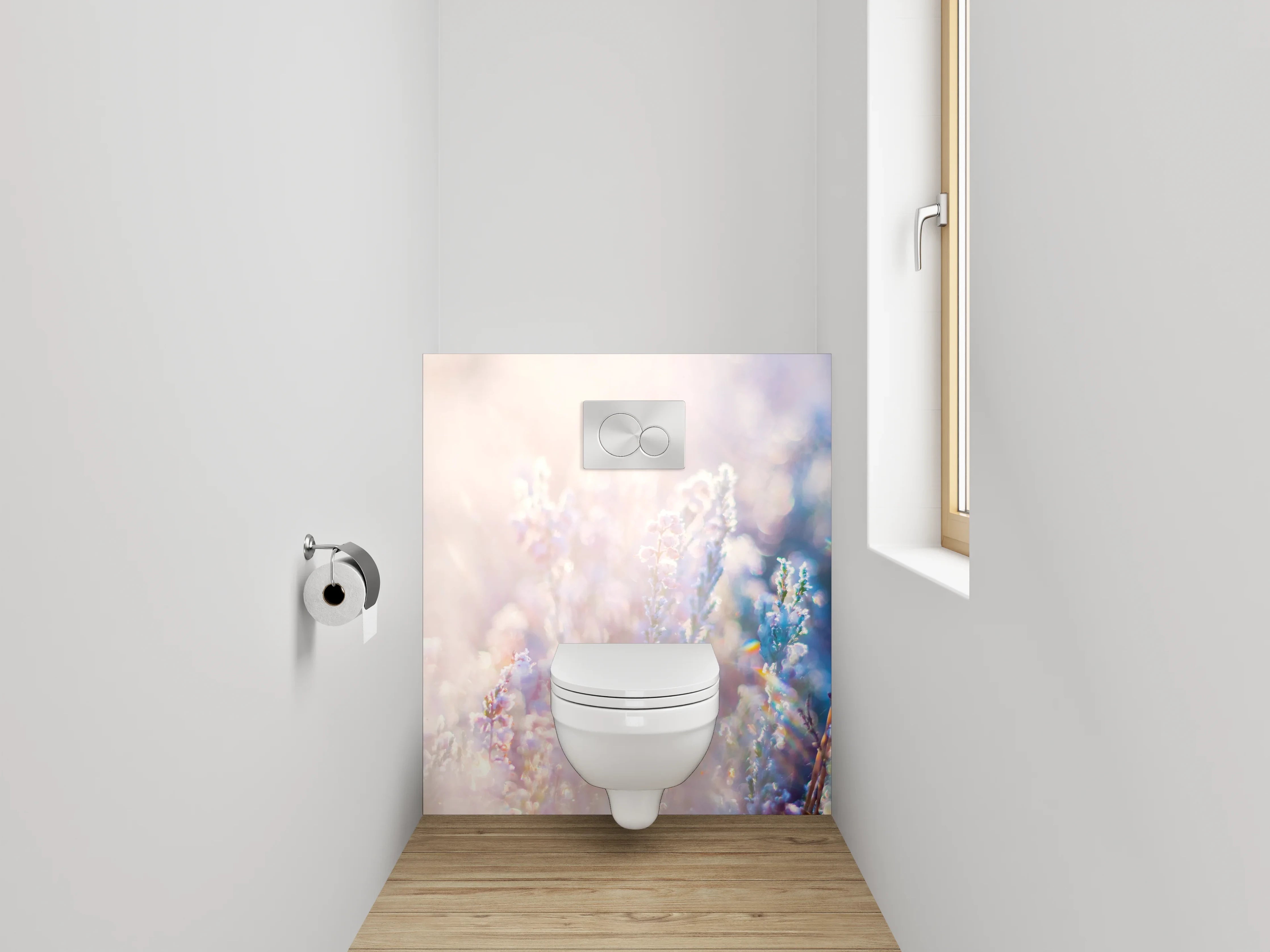 WC-Rückwand - Sanfte Lavendelwiese im Morgenlicht